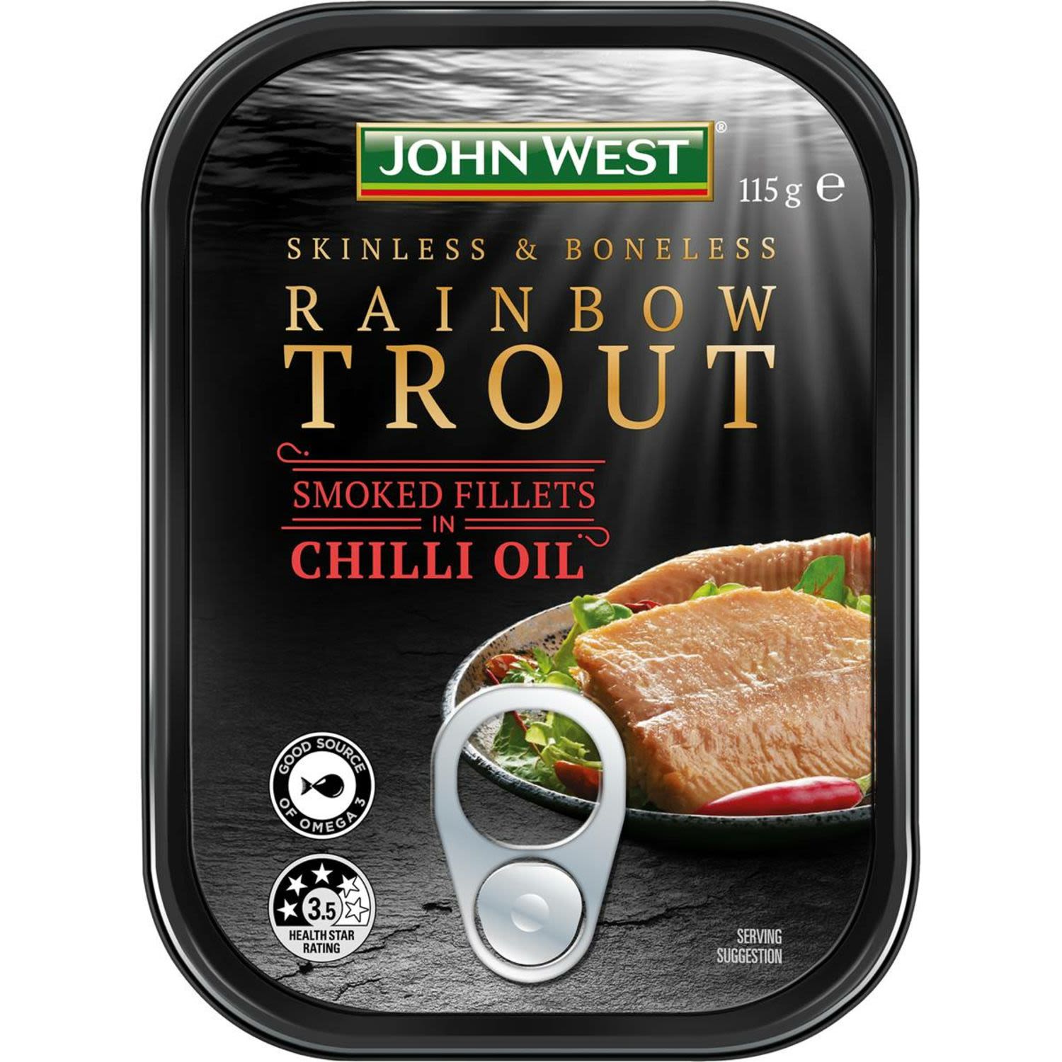 John West Rainbow Trout Smoked Fillets in Chilli Oil, 115 Gram