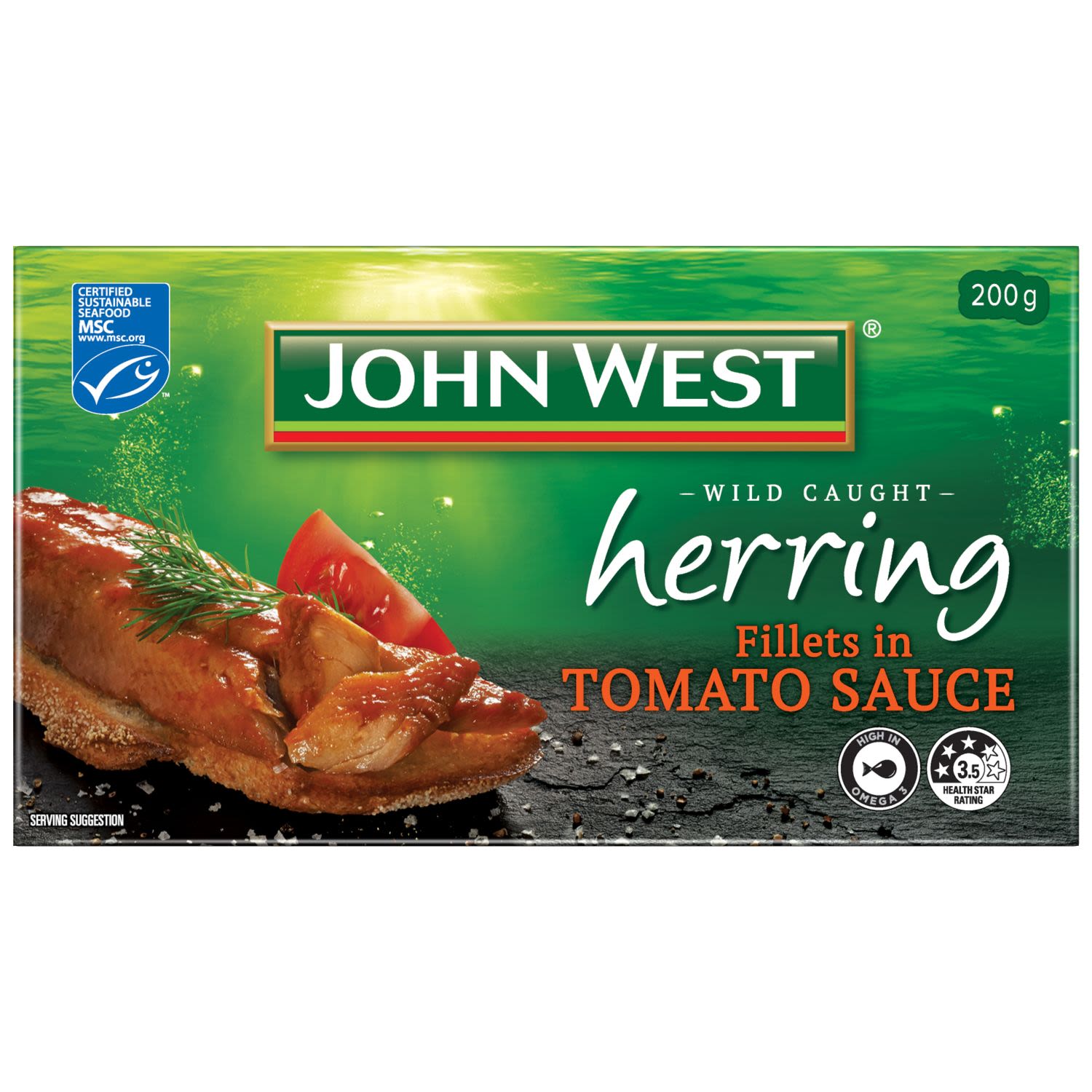 John West Herrings In Tomato Sauce, 200 Gram
