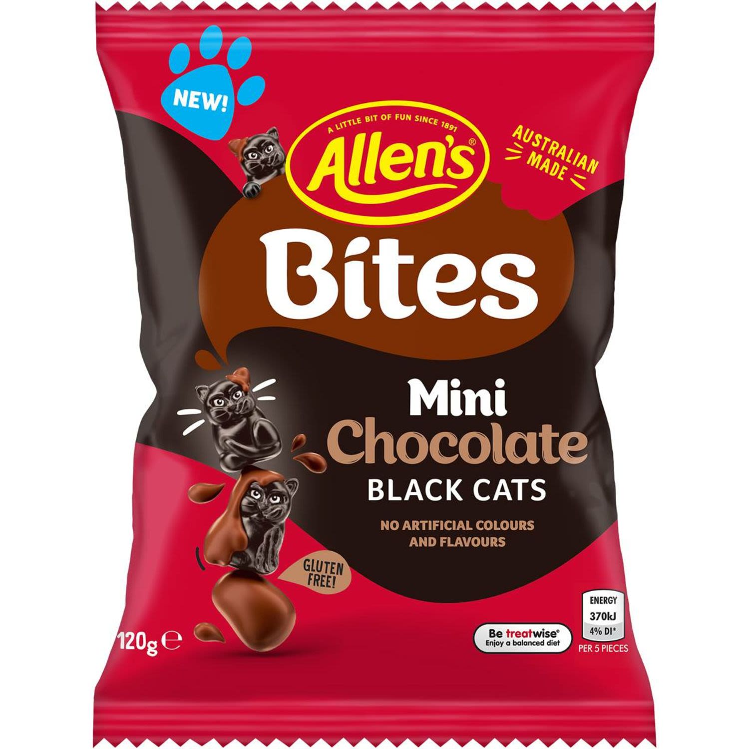 Allen's Bites Mini Chocolate Black Cats, 120 Gram