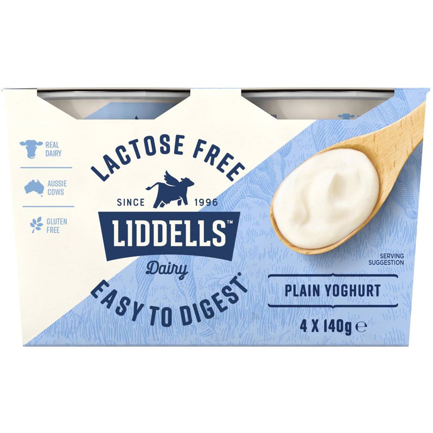 Liddells Lactose Free Plain Yoghurt, 4 Each