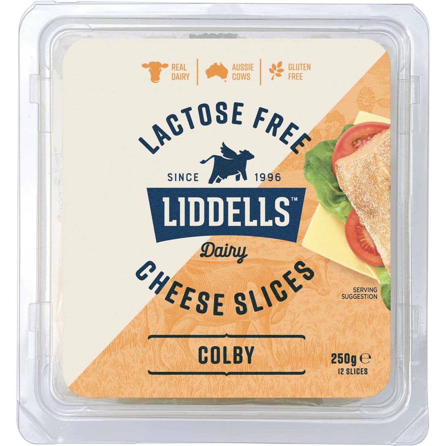 Liddells Lactose Free Colby Cheese Slices, 250 Gram