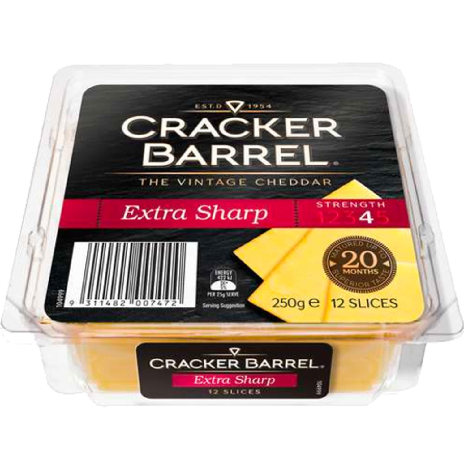 Cracker Barrel Cheese Extra Sharp Sliced, 250 Gram