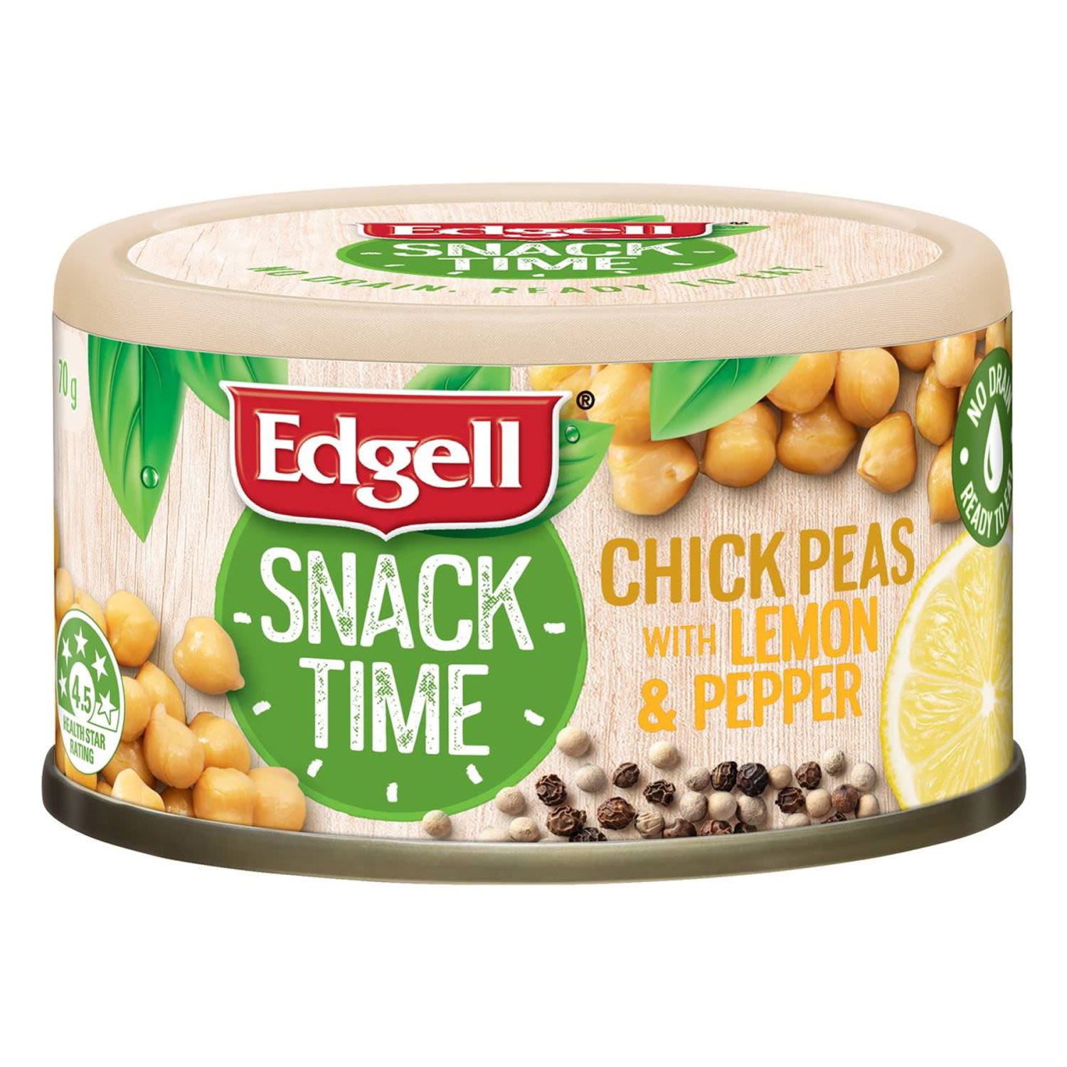 Edgell Snack Time Chick Peas With Lemon & Pepper, 70 Gram