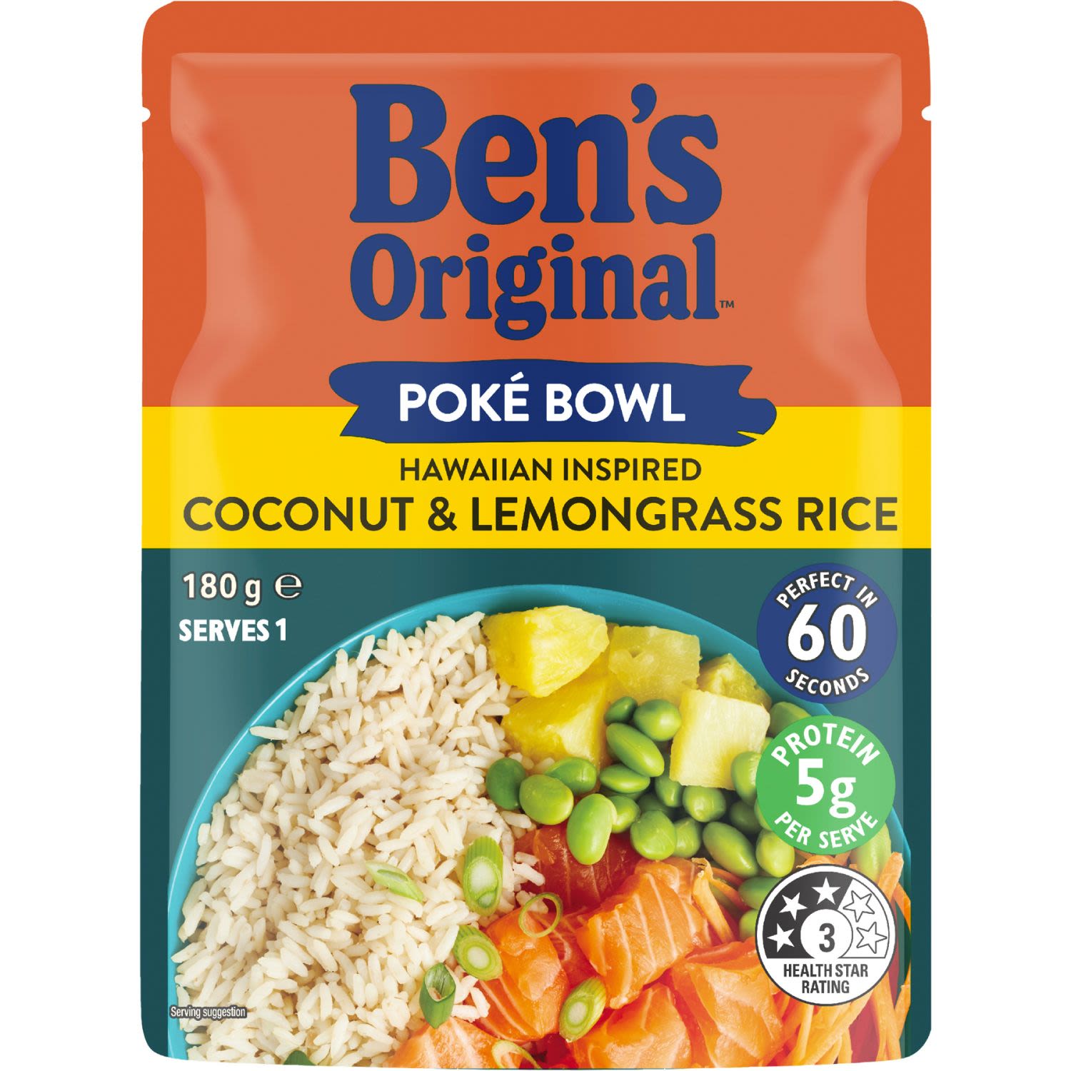 Ben's Original Poke Bowl Coconut and Lemongrass Microwave Rice Pouch, 180 Gram