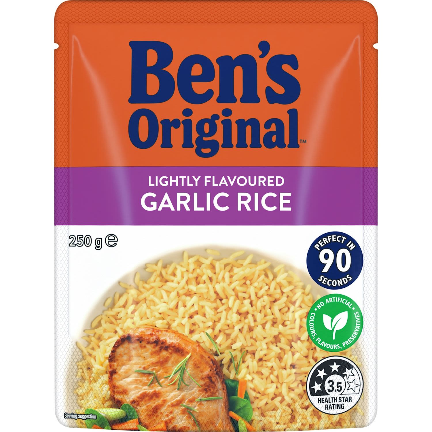 Ben's Original Lightly Flavoured Garlic Microwave Rice Pouch