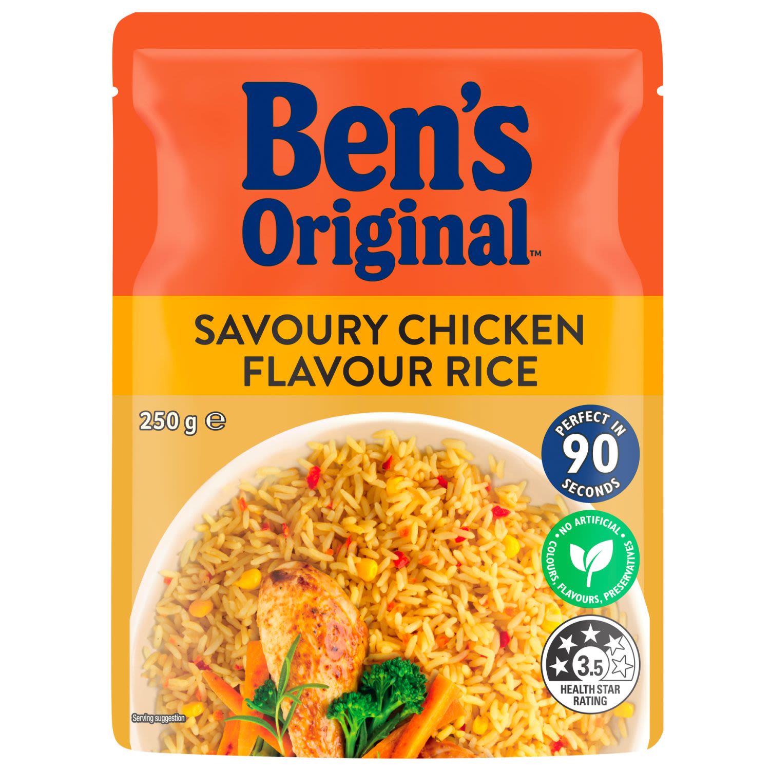 Ben's Original Savoury Chicken Flavour Microwave Rice Pouch, 250 Gram