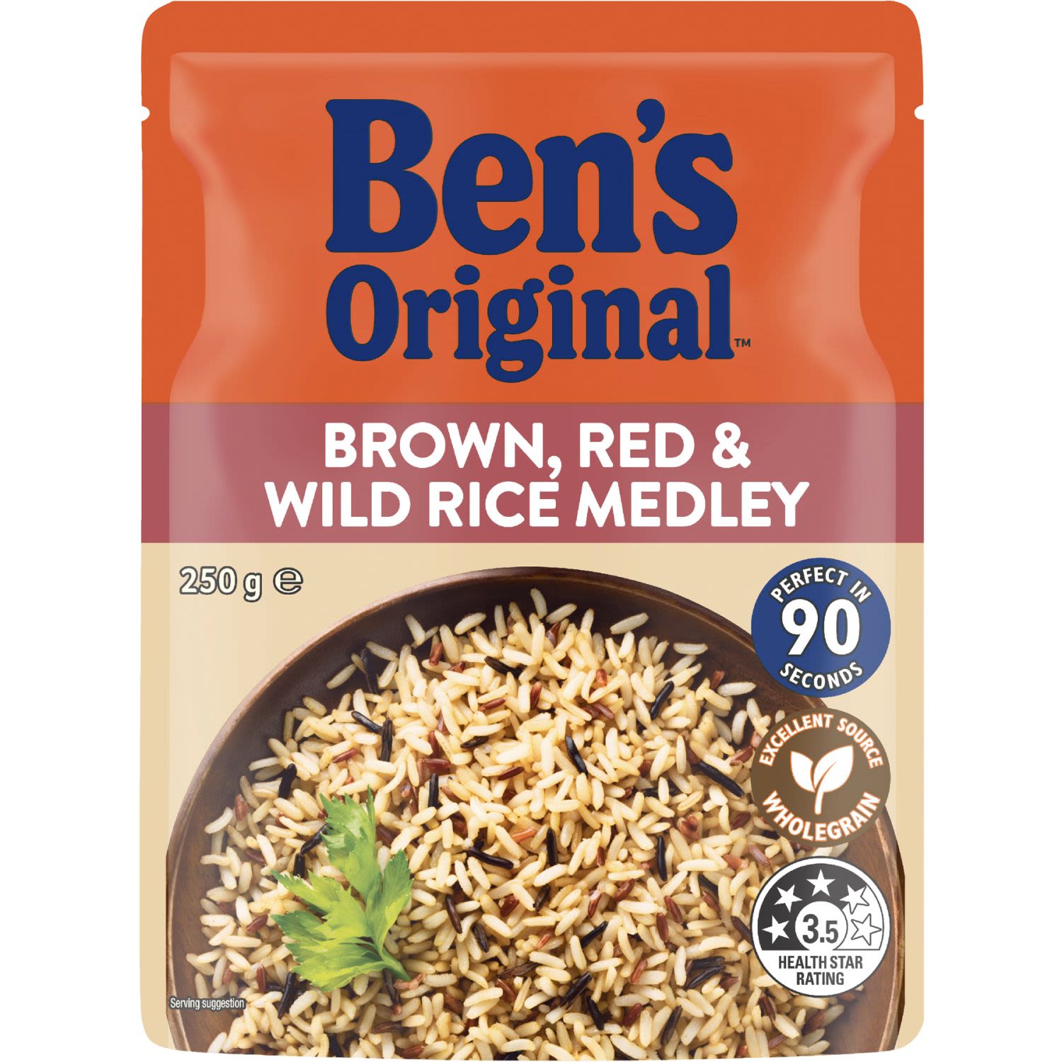 Ben's Original Brown Red and Wild Rice Medley Microwave Rice Pouch, 250 Gram