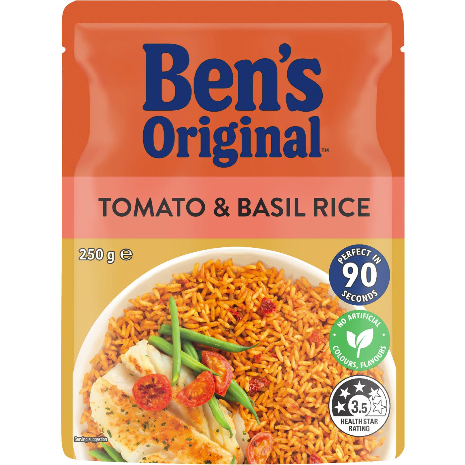 Ben's Original Tomato & Basil Microwave Rice Pouch, 250 Gram