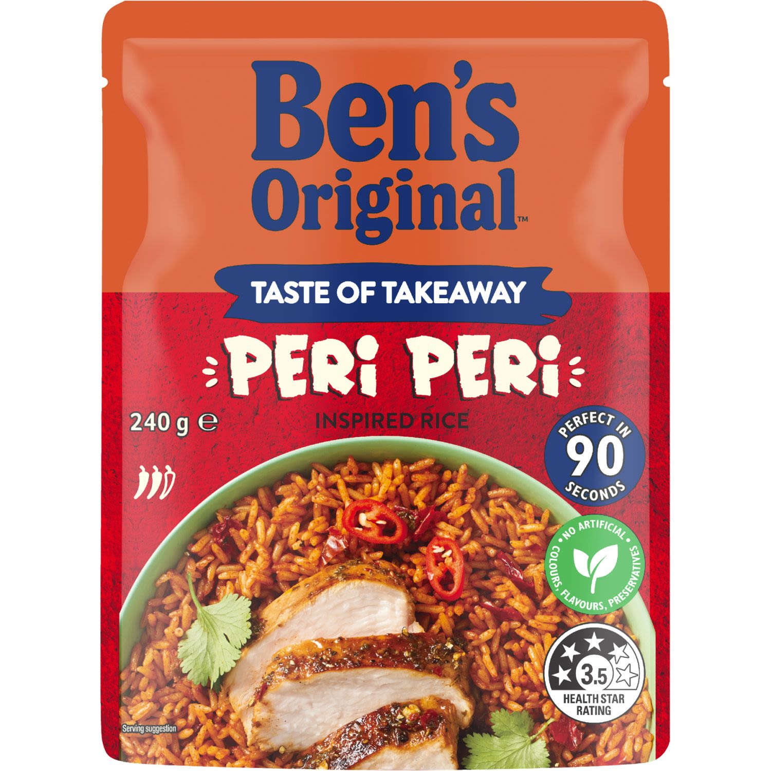 Ben's Original Taste of Takeaway PeriPeri Microwave Rice Pouch, 240 Gram