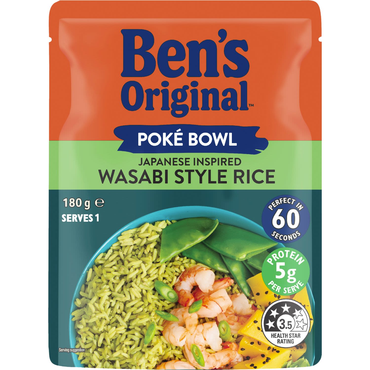 Ben's Original Poke Bowl Wasabi Microwave Rice Pouch, 180 Gram
