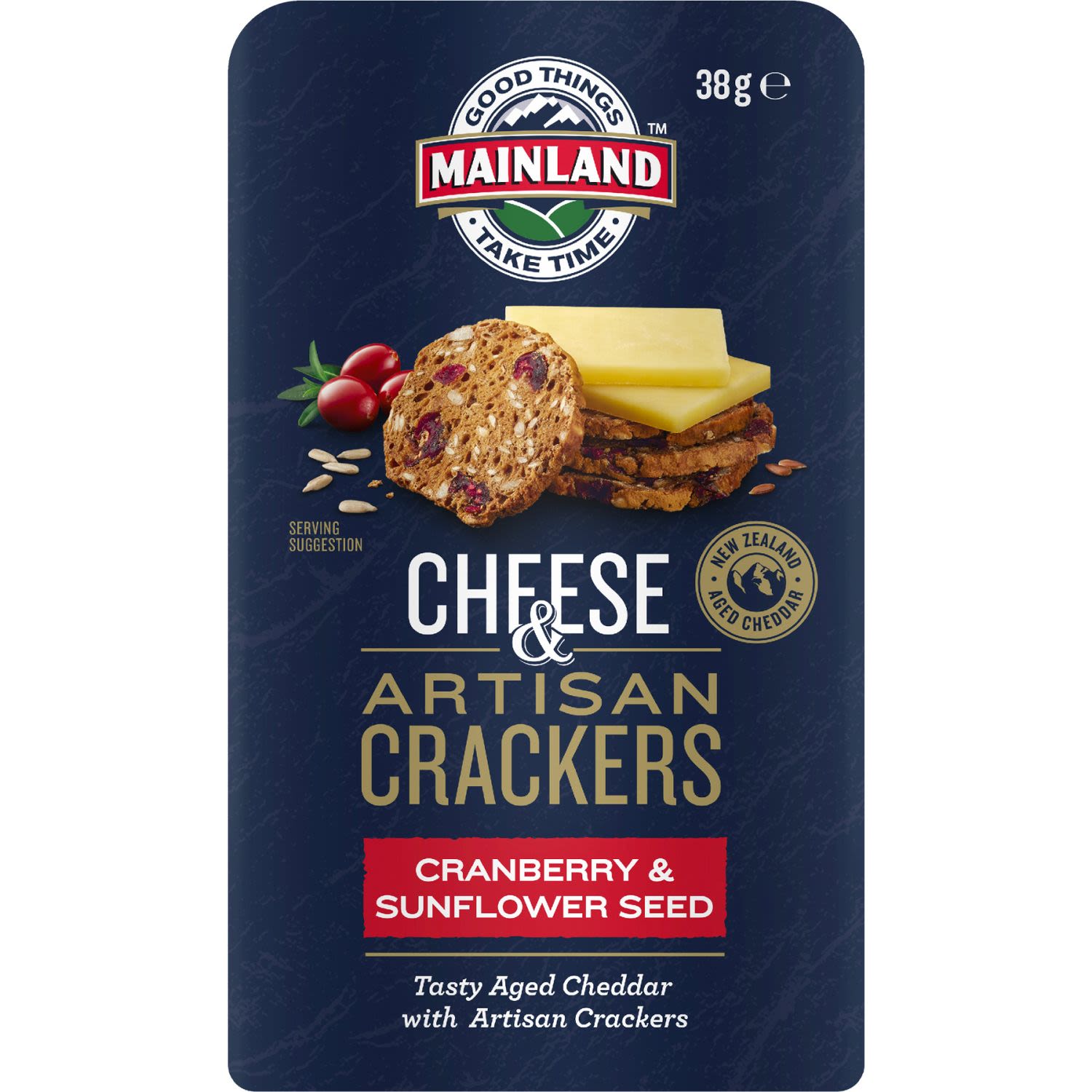 Mainland Cheese & Artisan Crackers Cranberry & Sunflower Seed , 38 Gram