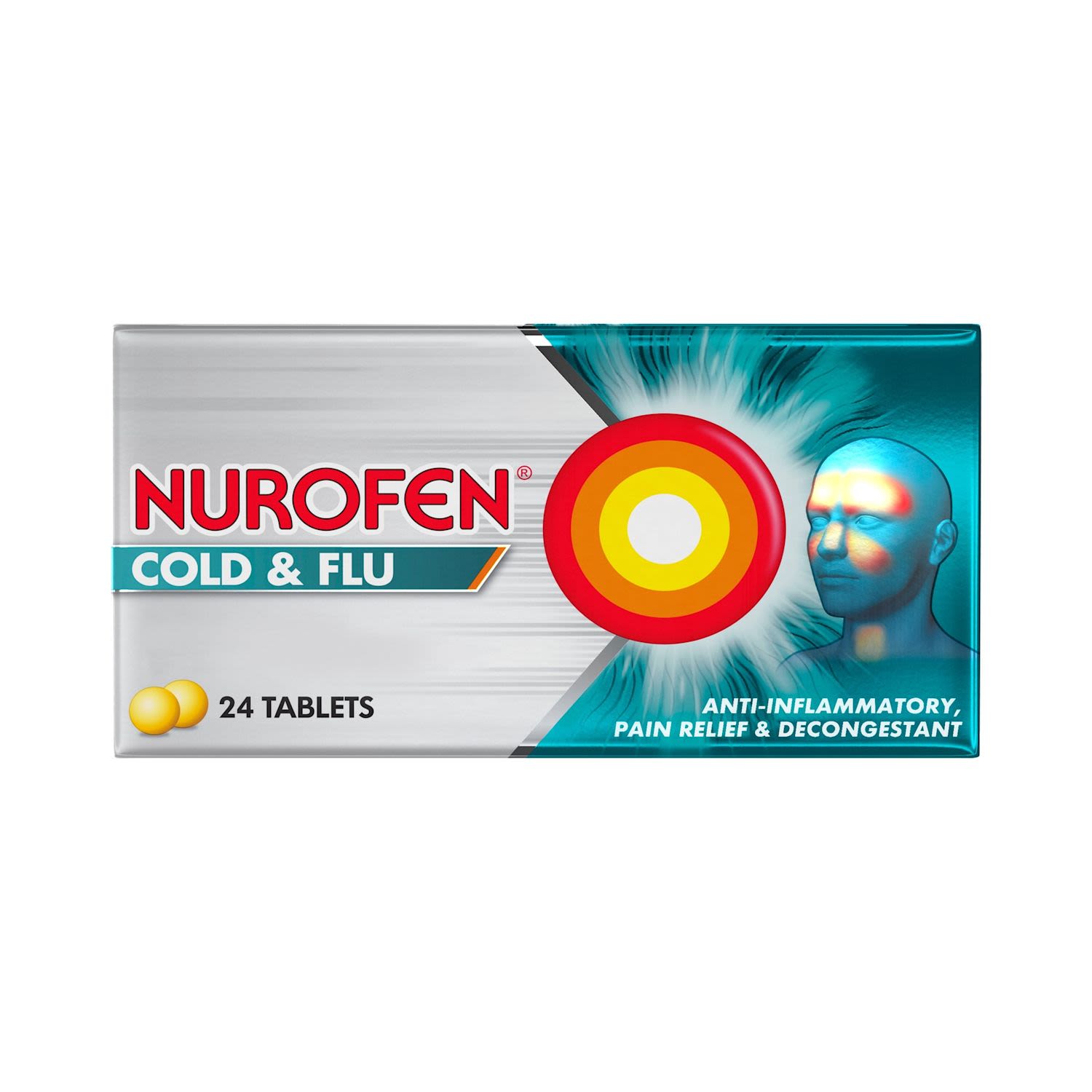 Nurofen Cold and Flu Tablets 200mg Ibuprofen /5mg Phenylephrine Hydrochloride 24 Pack