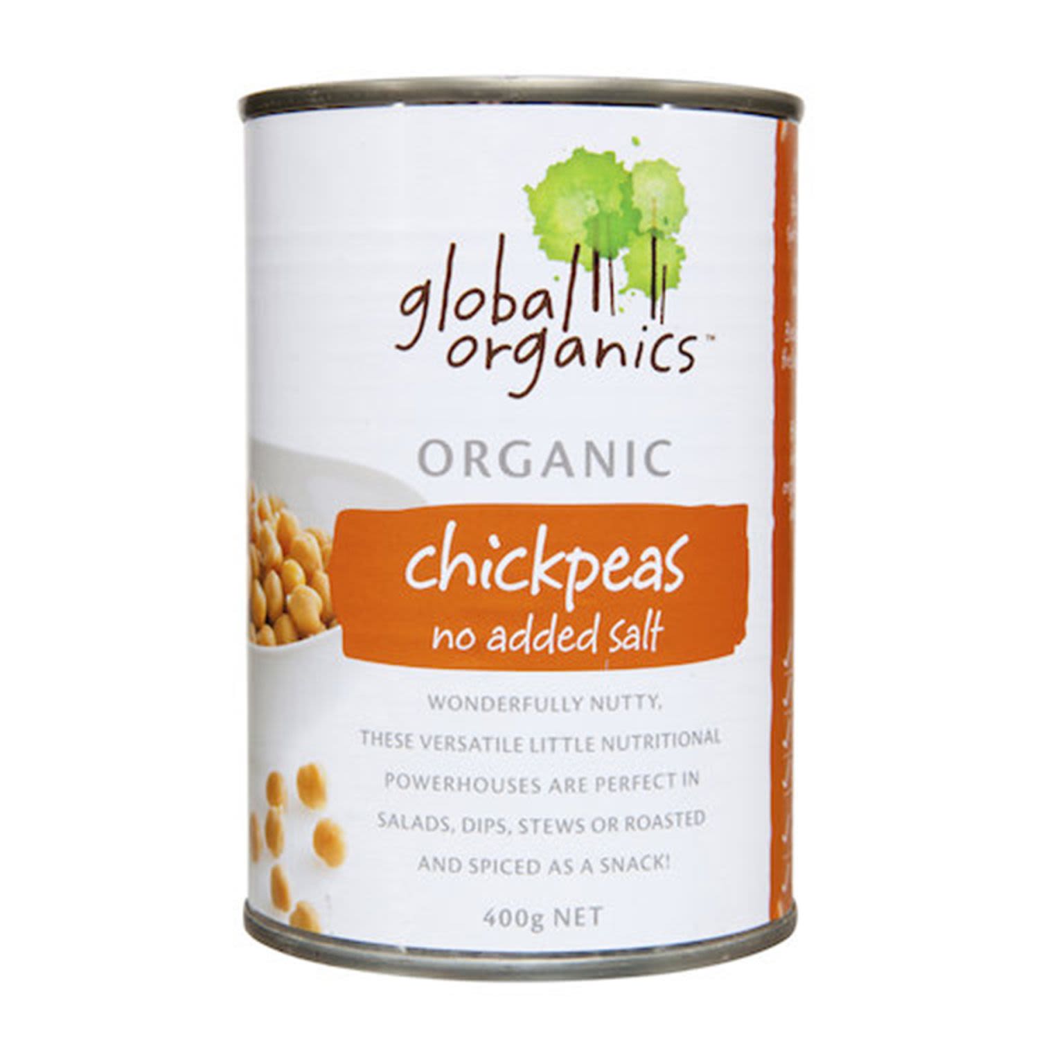 Global Organics Chick Peas No Added Salt, 400 Gram