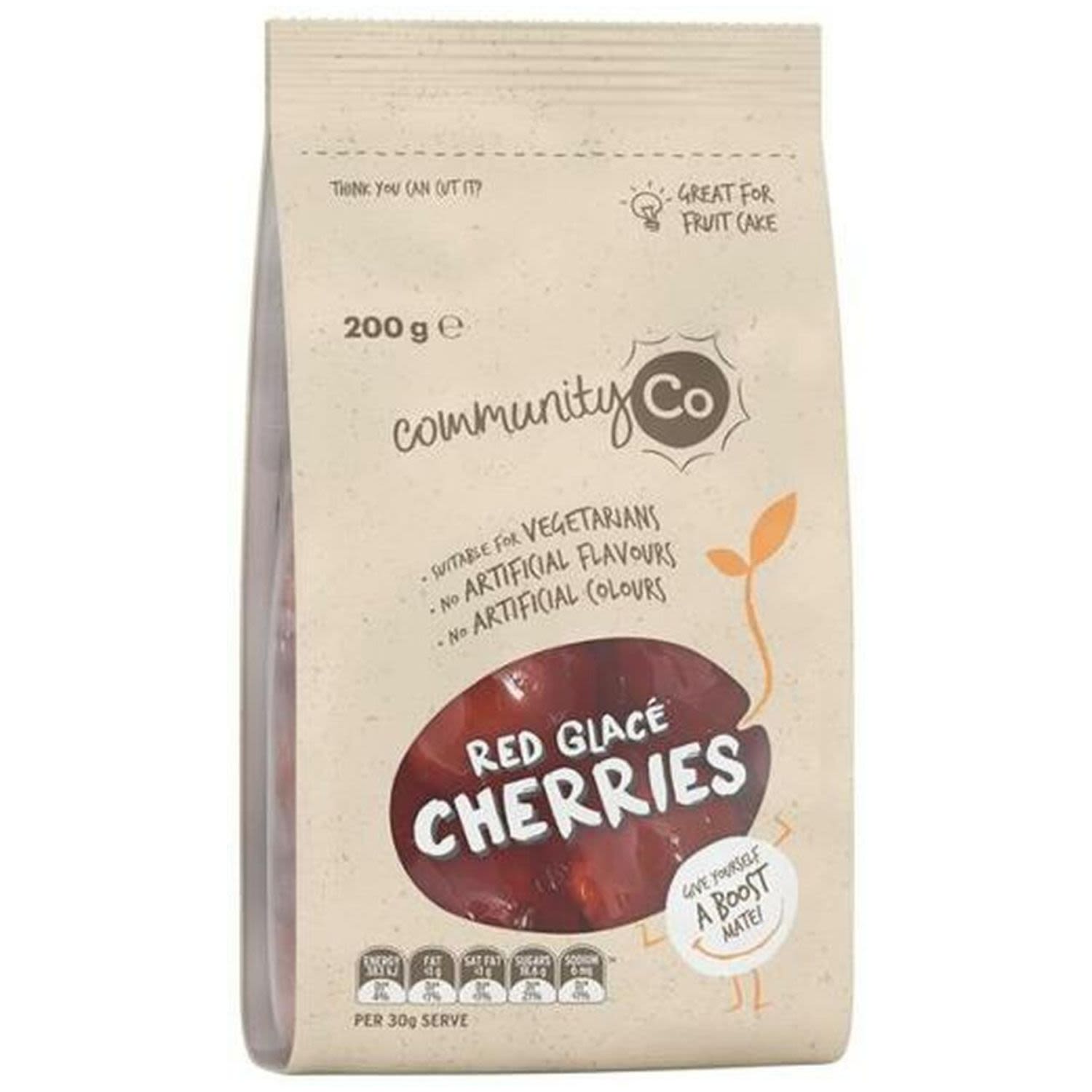 Community Co Red Glace Cherries, 200 Gram