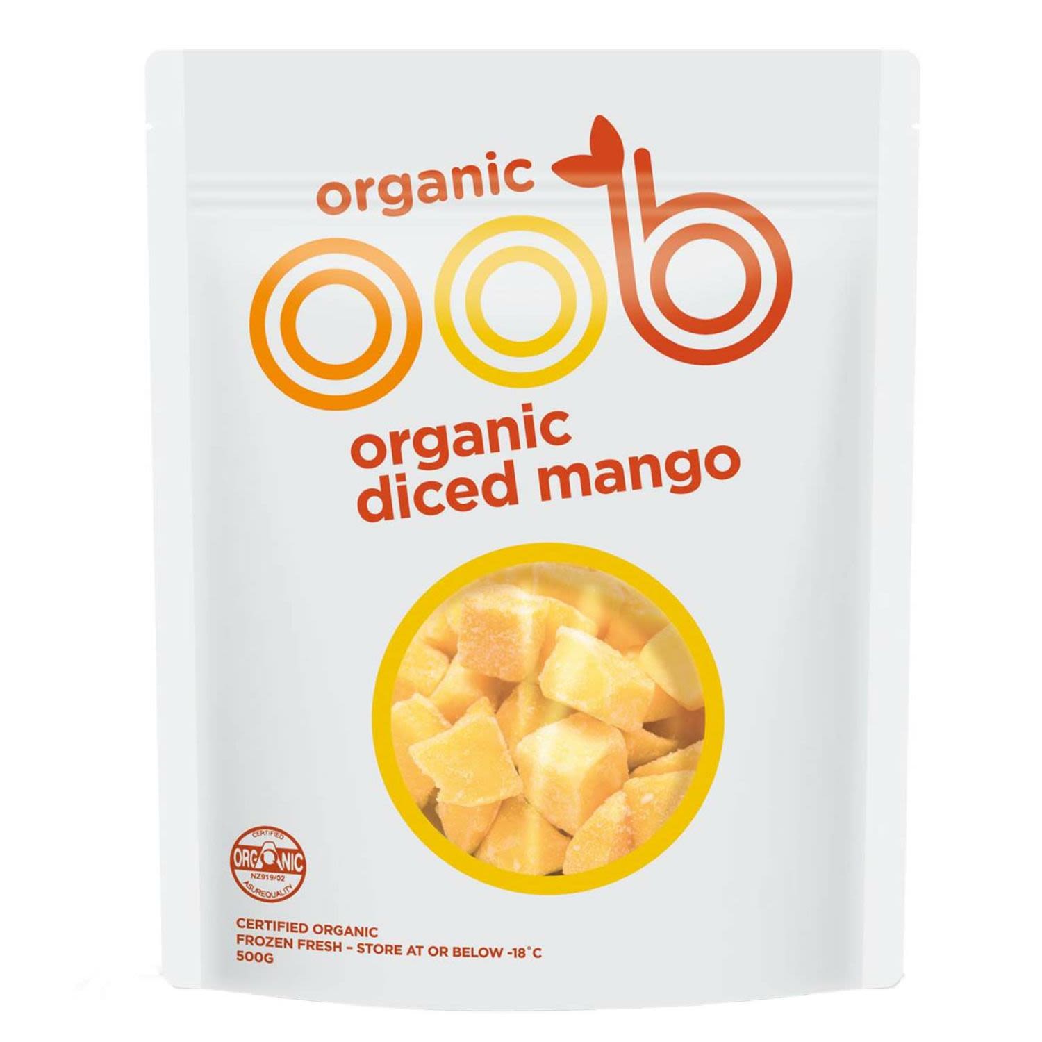 Oob Organic Mango Diced, 500 Gram