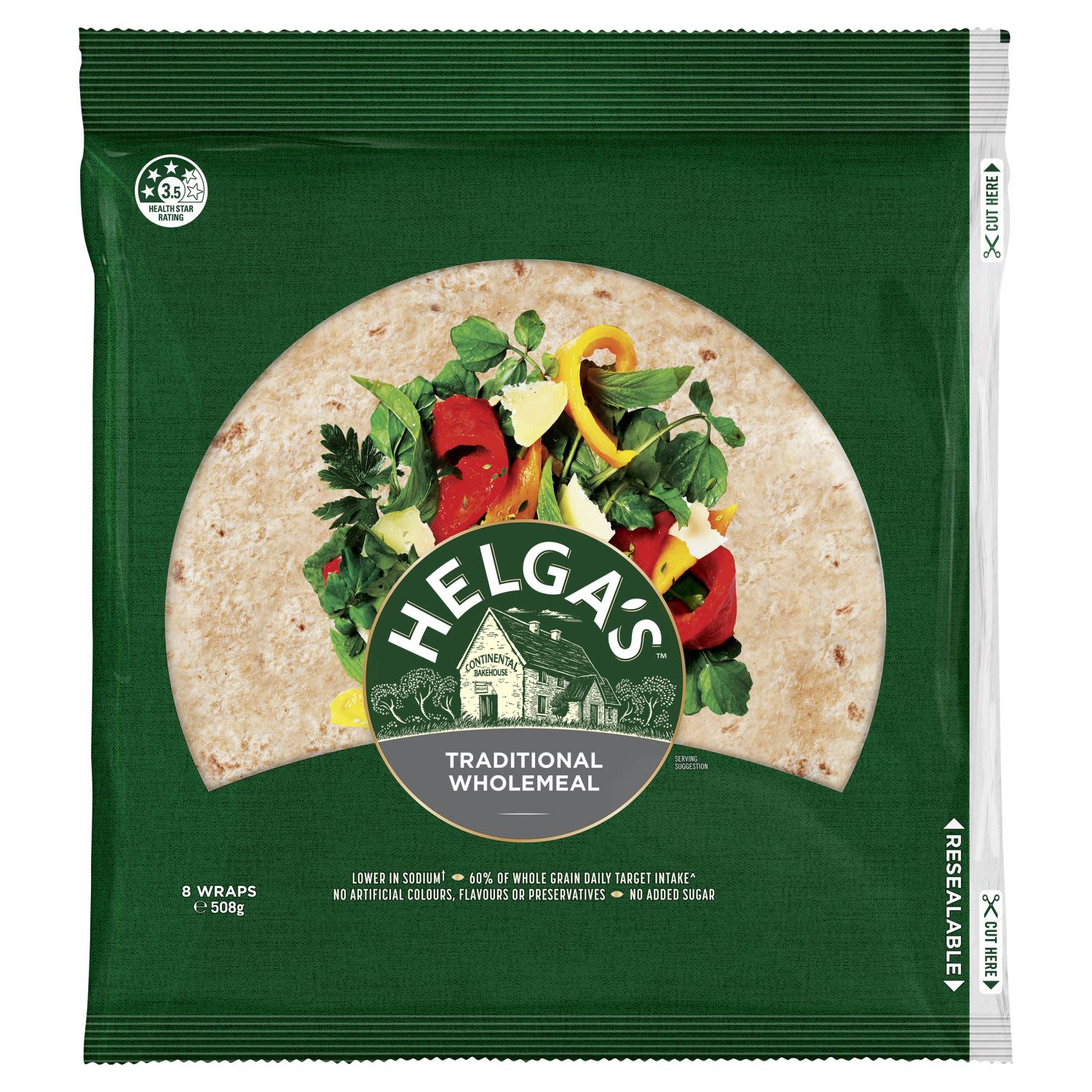 Helga's Traditional Wholemeal Wraps, 8 Each