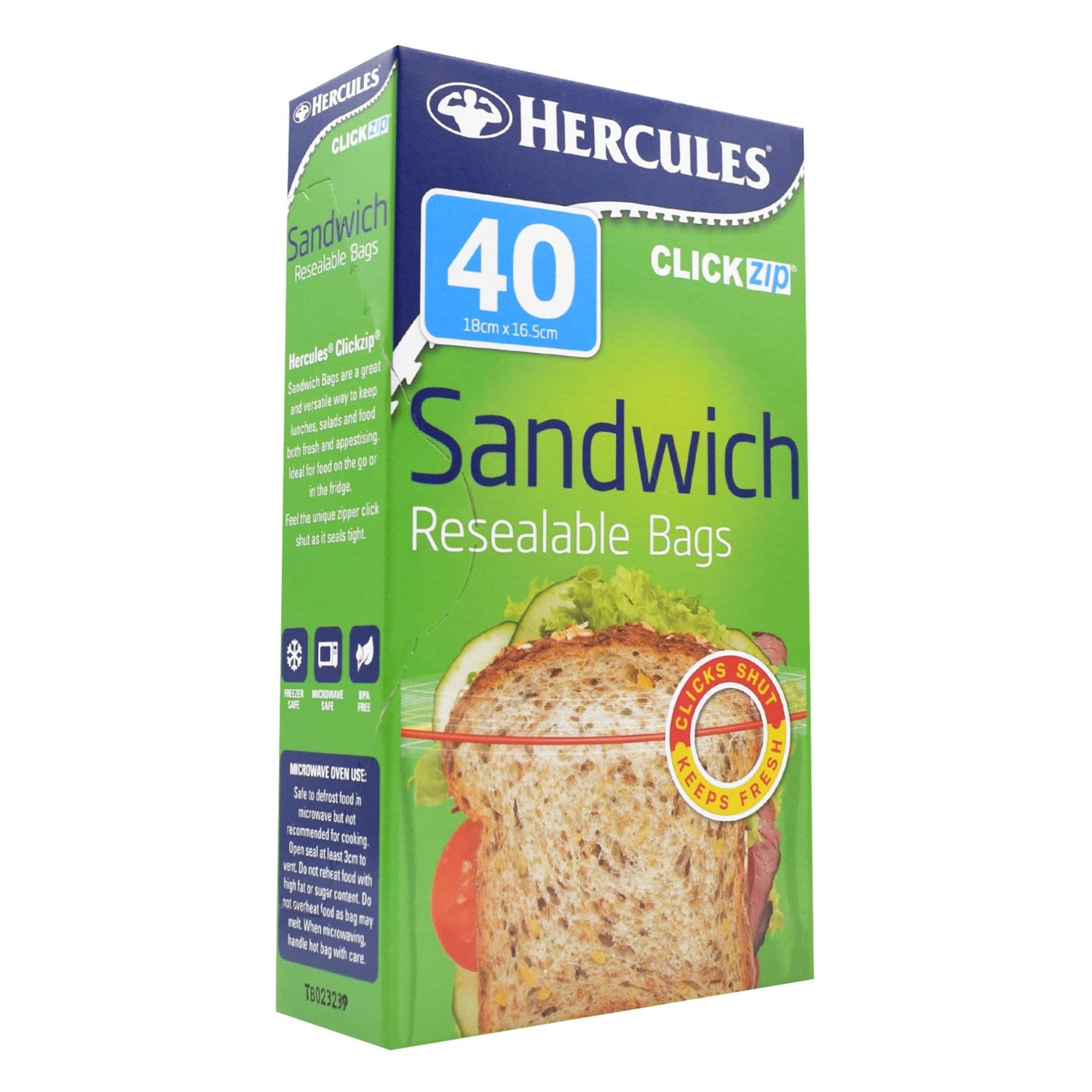 Hercules Click Zip Resealable Sandwich Bags