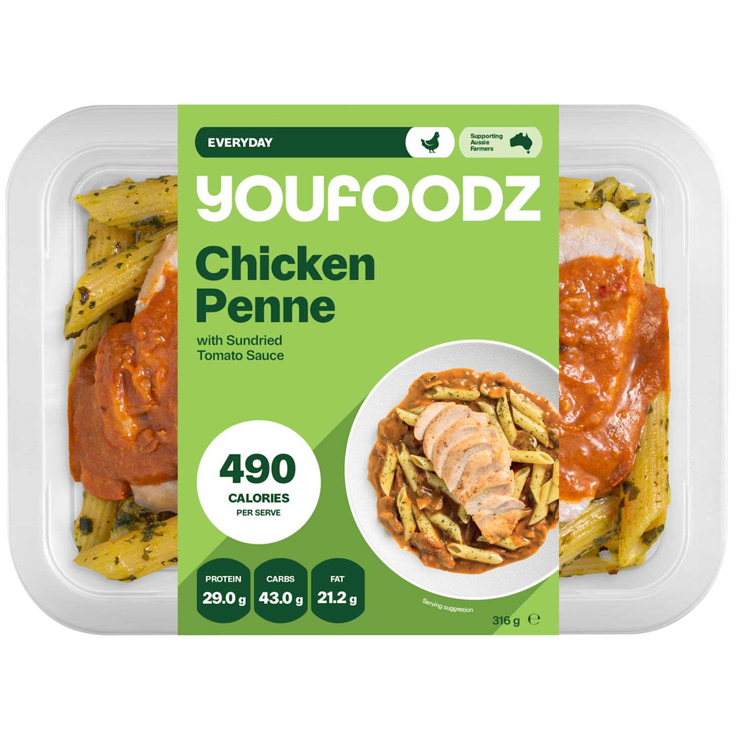Youfoodz Chicken Penne with Sundried Tomato Sauce