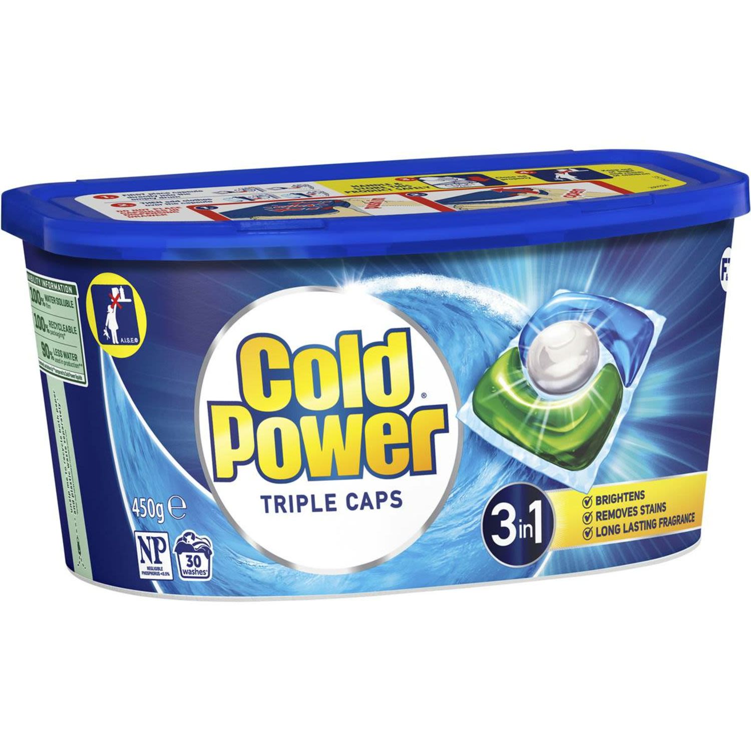 Cold Power Regular Laundry Detergent Capsules , 30 Each