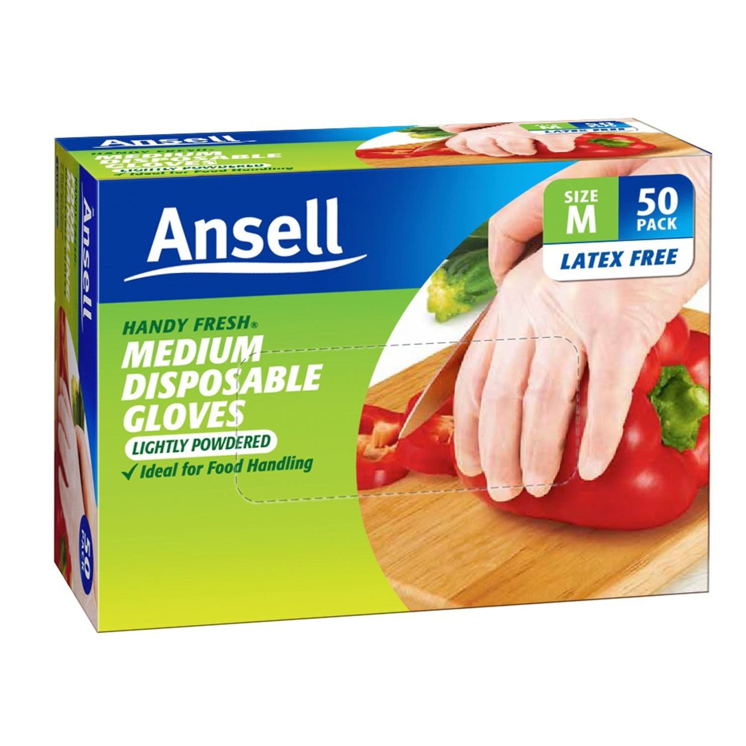Ansell Handy Fresh Disposable Gloves (Medium), 50 Each