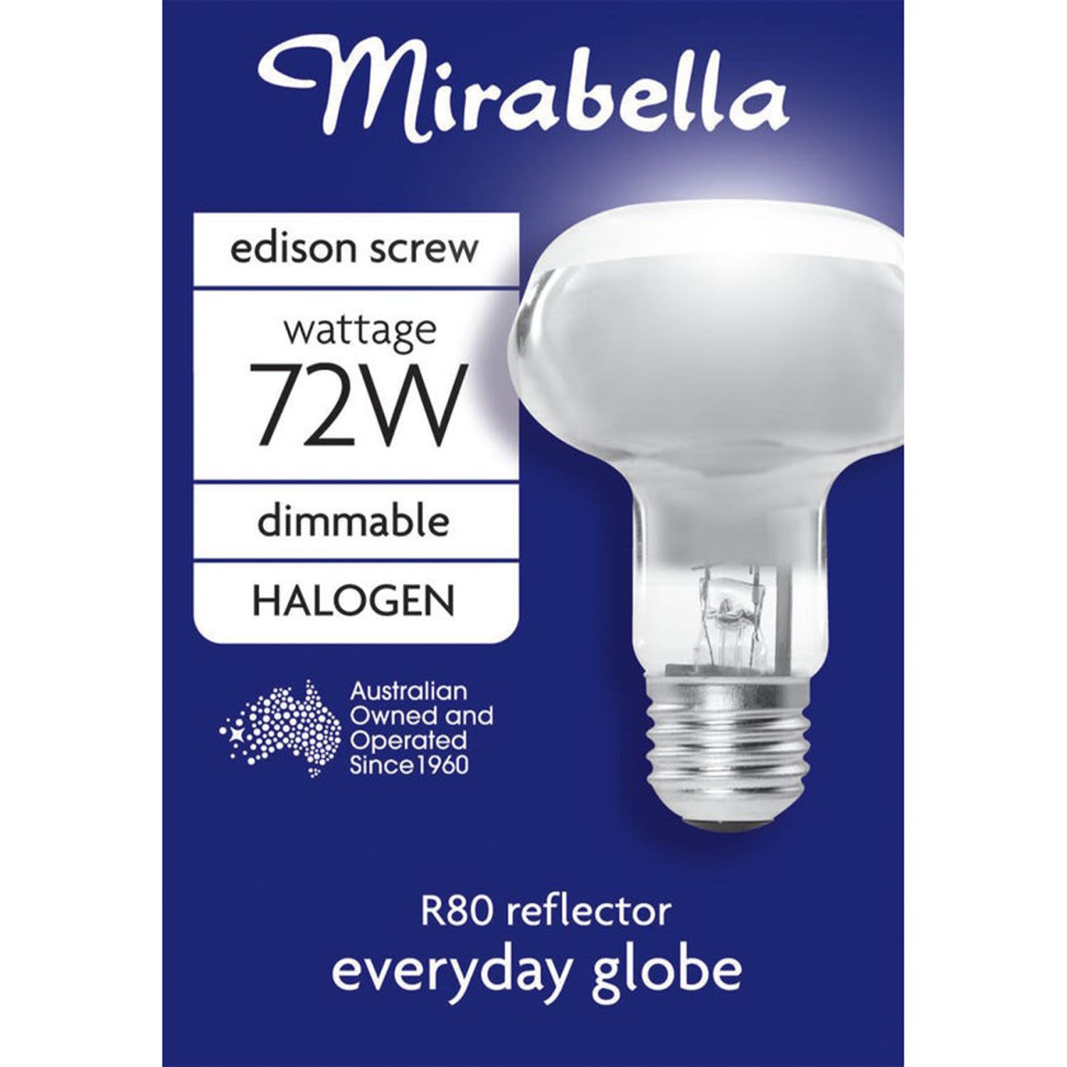 Mirabella Halogen Reflector Globe R80 72W ES Clear, 1 Each