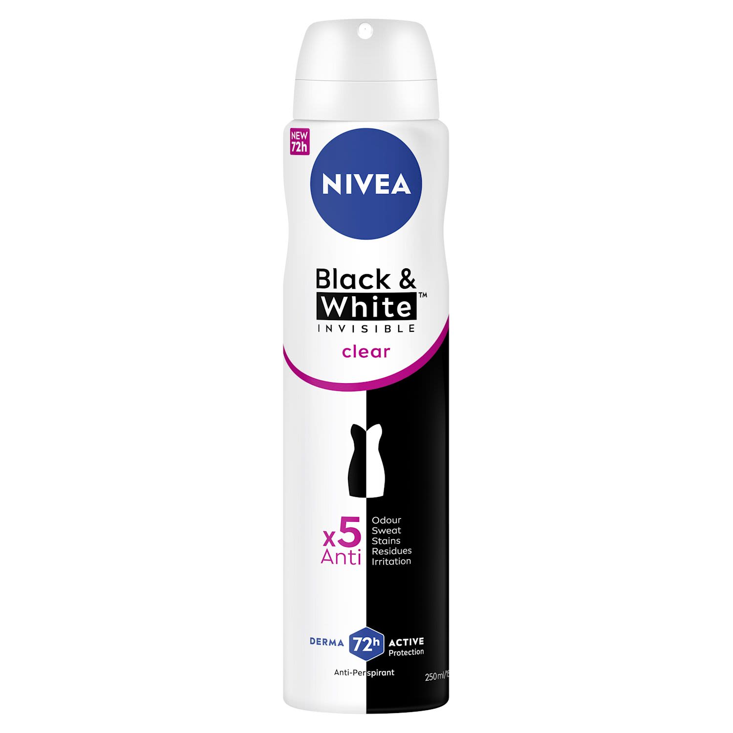 Nivea Invisible Black & White Clear Aerosol Anti-Perspirant Deodorant Limited Edition, 250 Millilitre