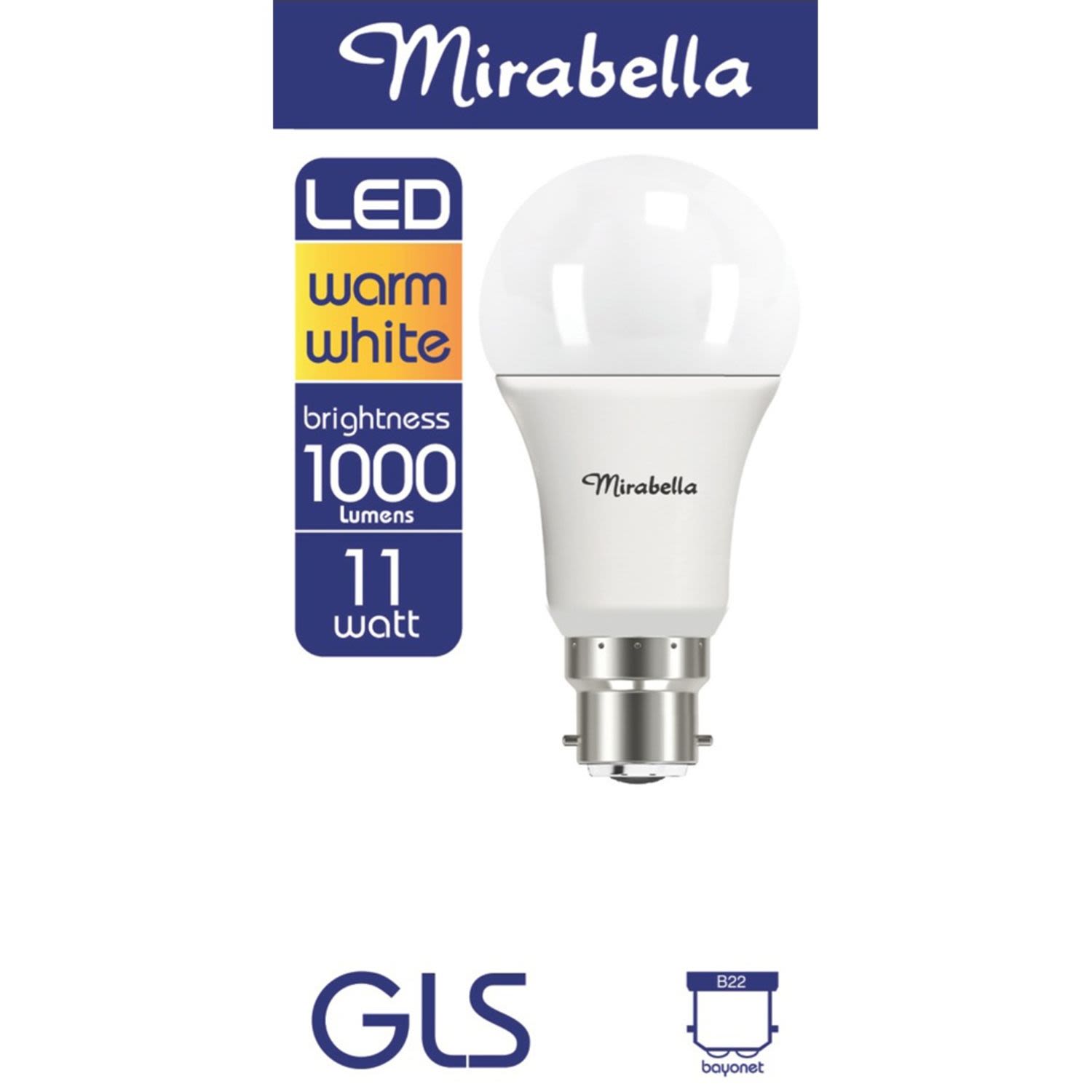Mirabella LED 11W Warm White GLS Bayonet Cap Globe, 1 Each