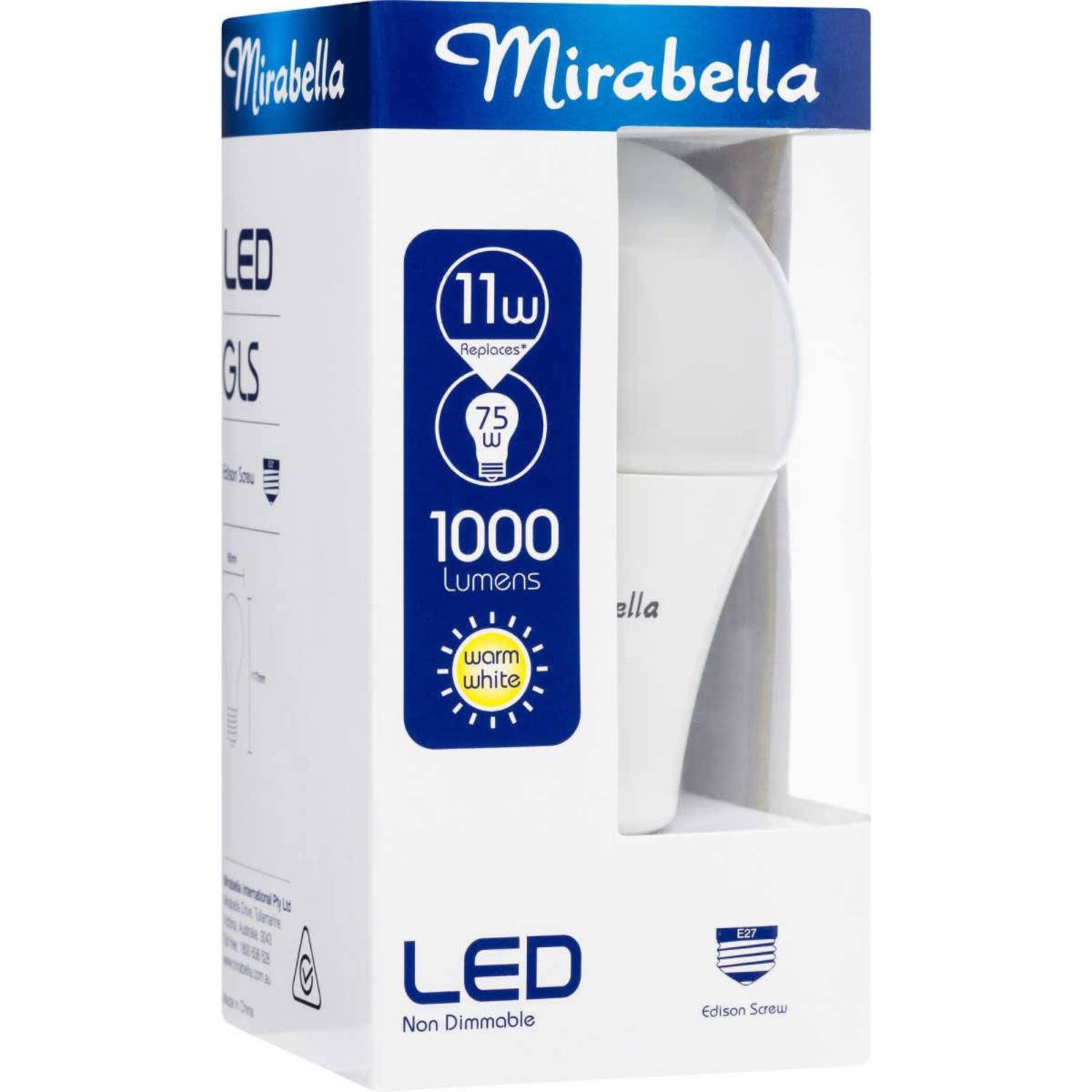 Mirabella LED 11W Warm White GLS Round Globe, 1 Each