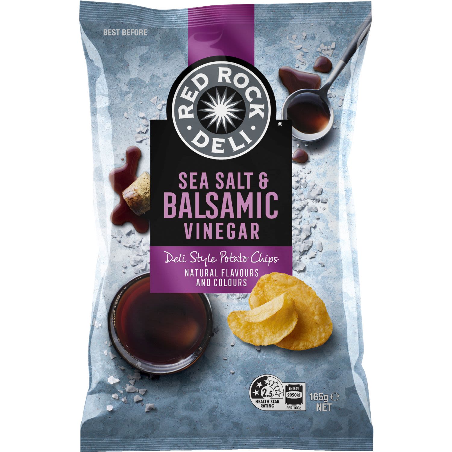 Red Rock Deli Sea Salt & Balsamic Vinegar Potato Chips, 165 Gram