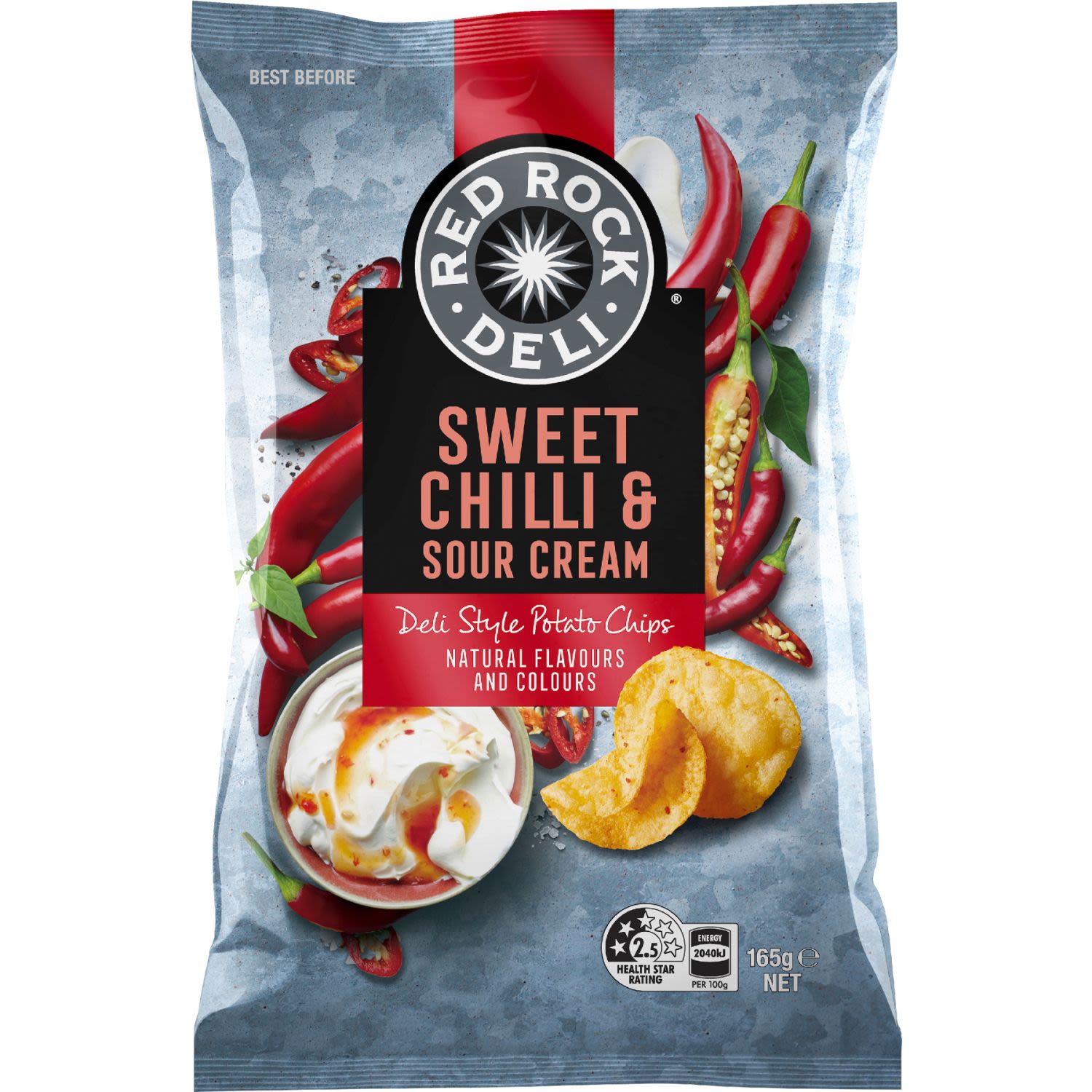 Red Rock Deli Sweet Chilli & Sour Cream Chips, 165 Gram