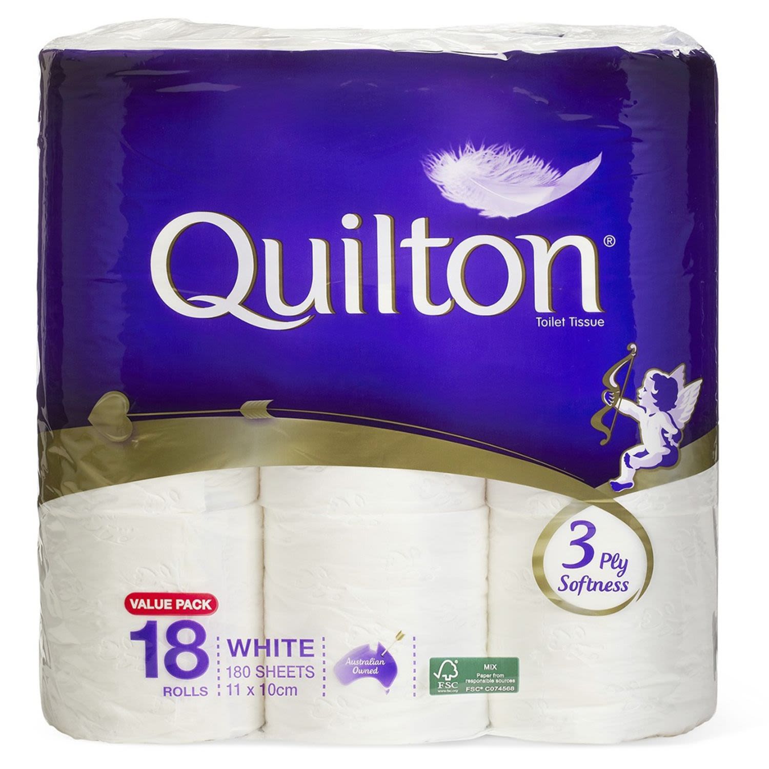 Quilton Classic White Toilet Tissue 3 Ply, 18 Each