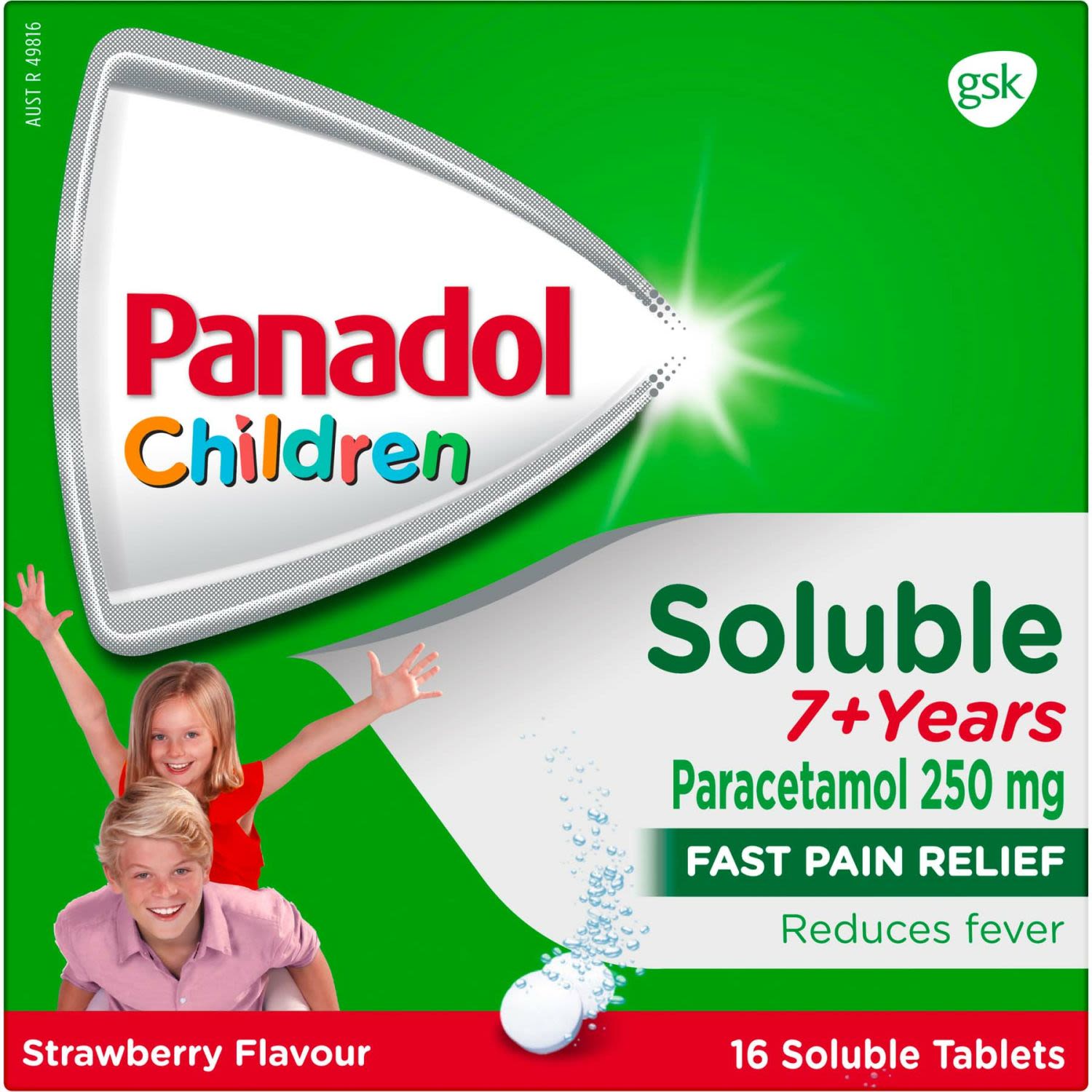 Panadol Children 7+ Years Soluble Tablets Strawberry, 16 Each