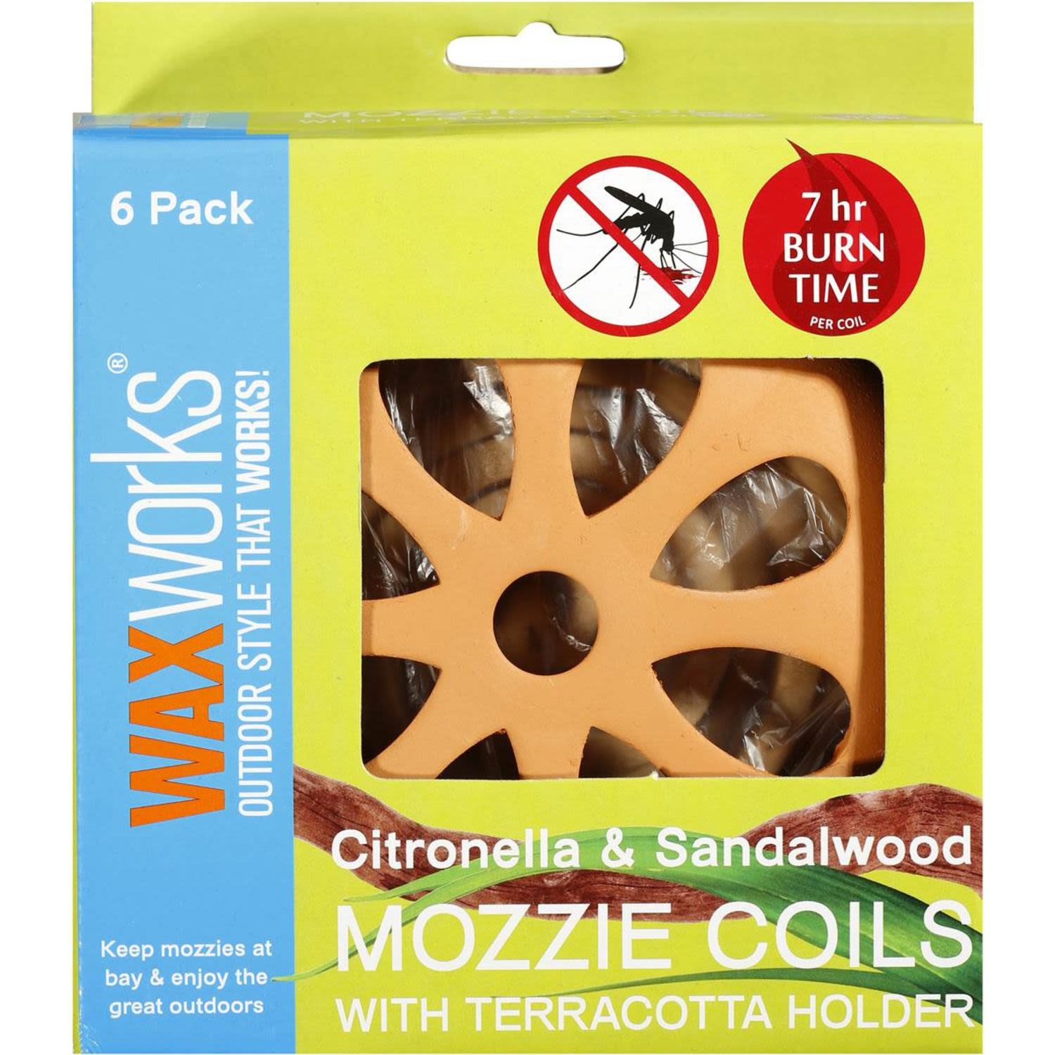 Waxworks Mozzie Coils With Terracotta Holder, 6 Each