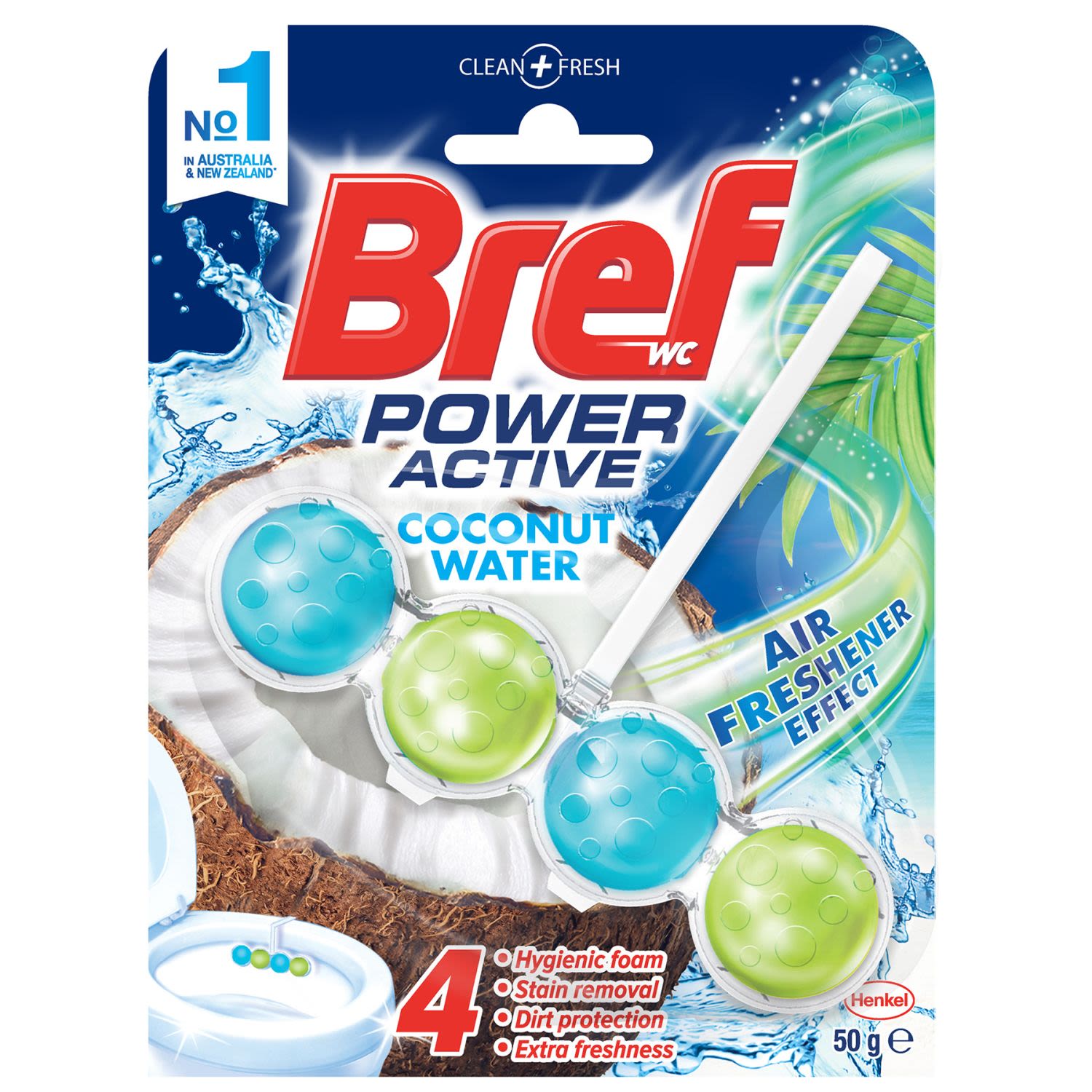 Bref Power Active Toilet Cleaner Block Coconut Water, 50 Gram