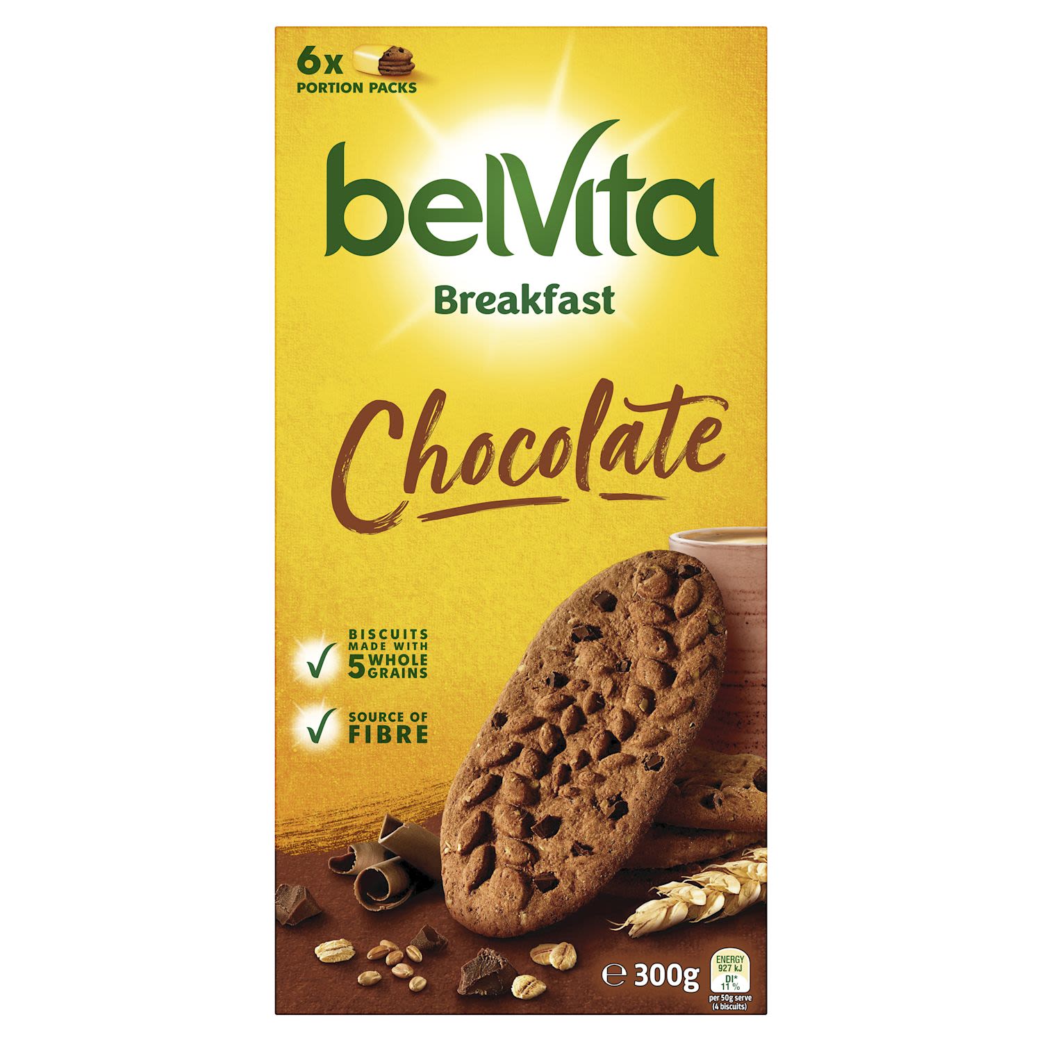 Brighten your morning with...
belVita Breakfast
Enjoy the delicious and nutritious taste of 5 wholegrains with dark chocolate chips in a wholesome biscuit.
Gently baked to perfection providing a source of fibre with no artificial colours or flavours.
The flavour you look forward to every morning, making them the feel-good, taste-good, start you're looking for enabling you to be the best you. Always. <br /> <br />