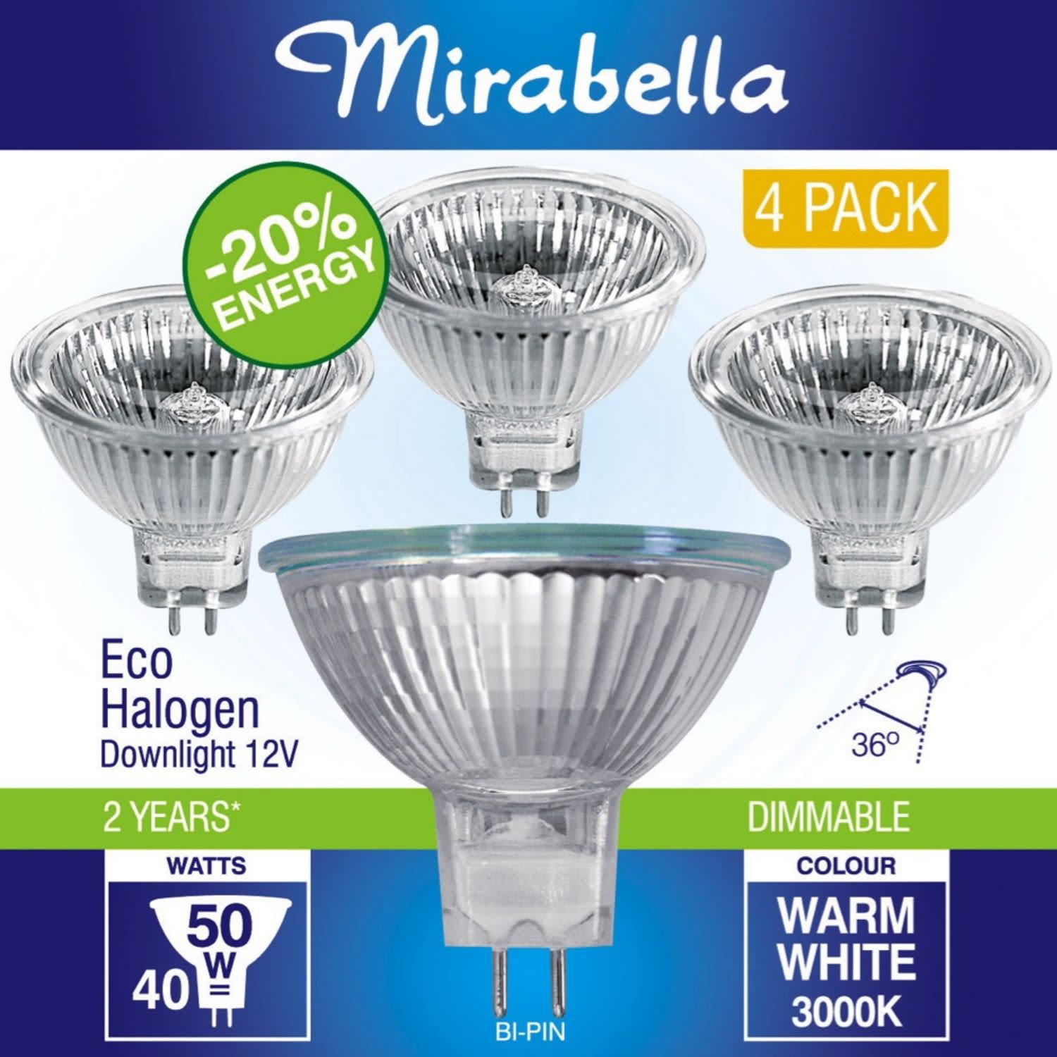 Mirabella Eco Halogen Downlight 35W, 4 Each