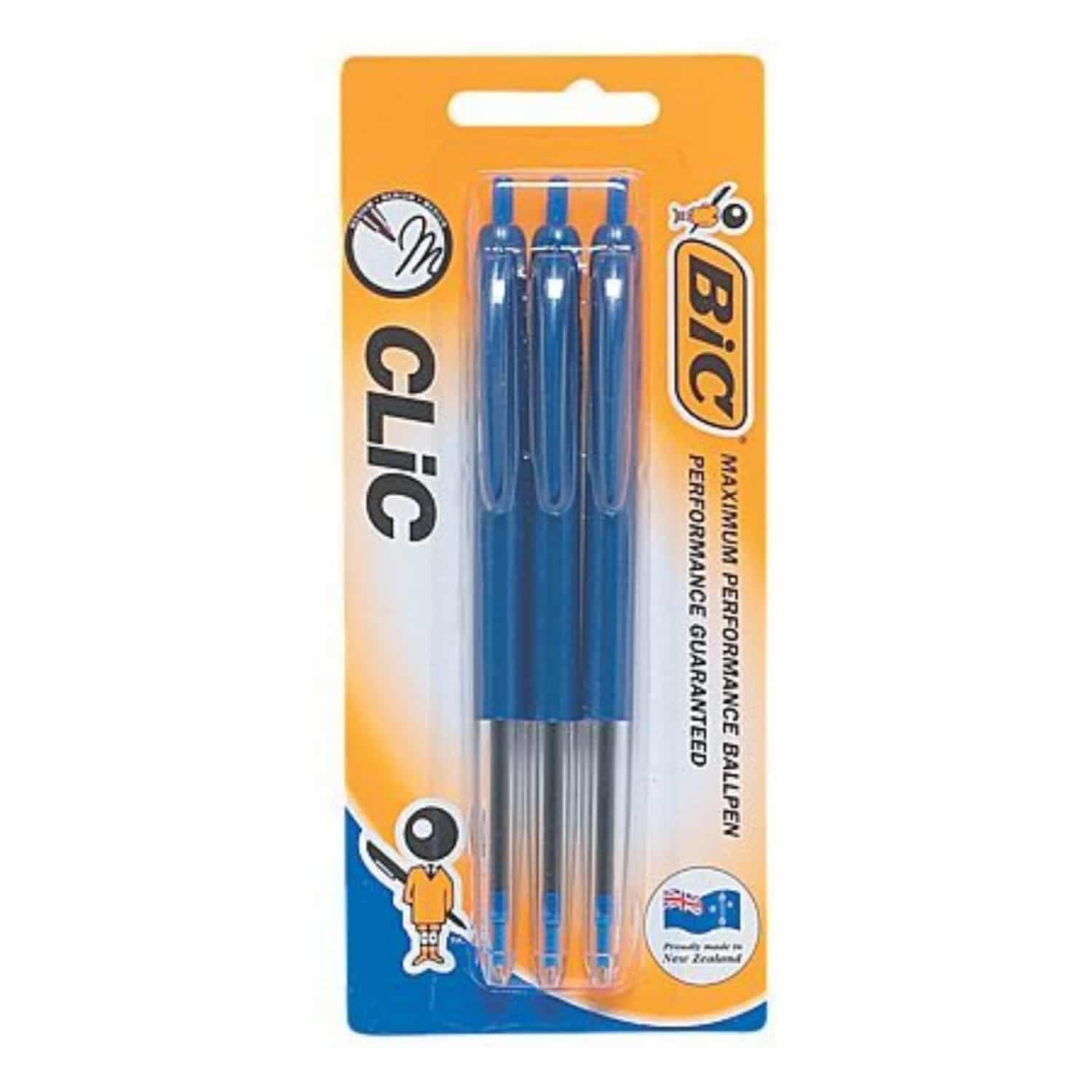 BIC Clic Pen Blue, 3 Each