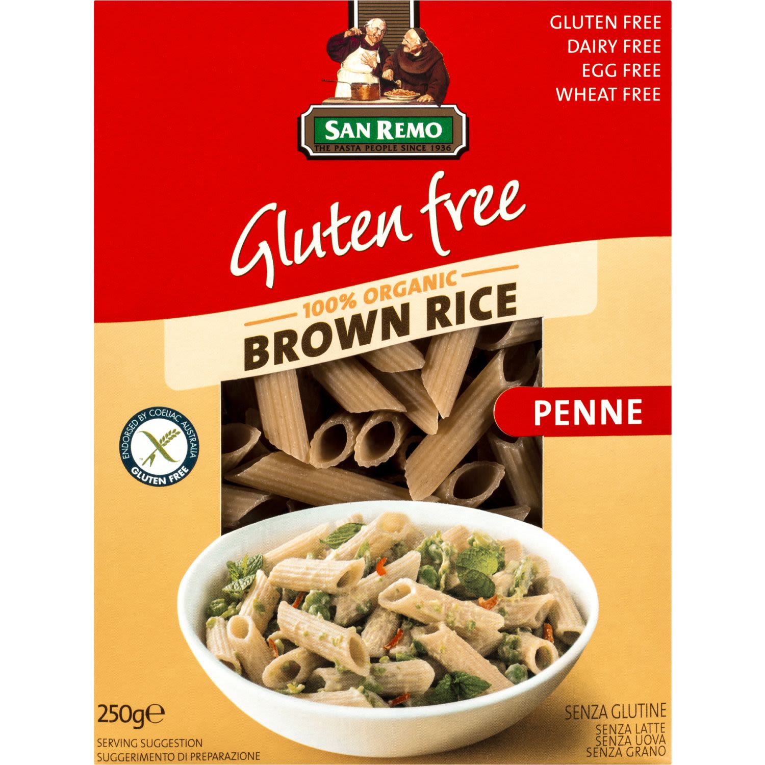 San Remo Gluten Free Brown Rice Penne, 250 Gram