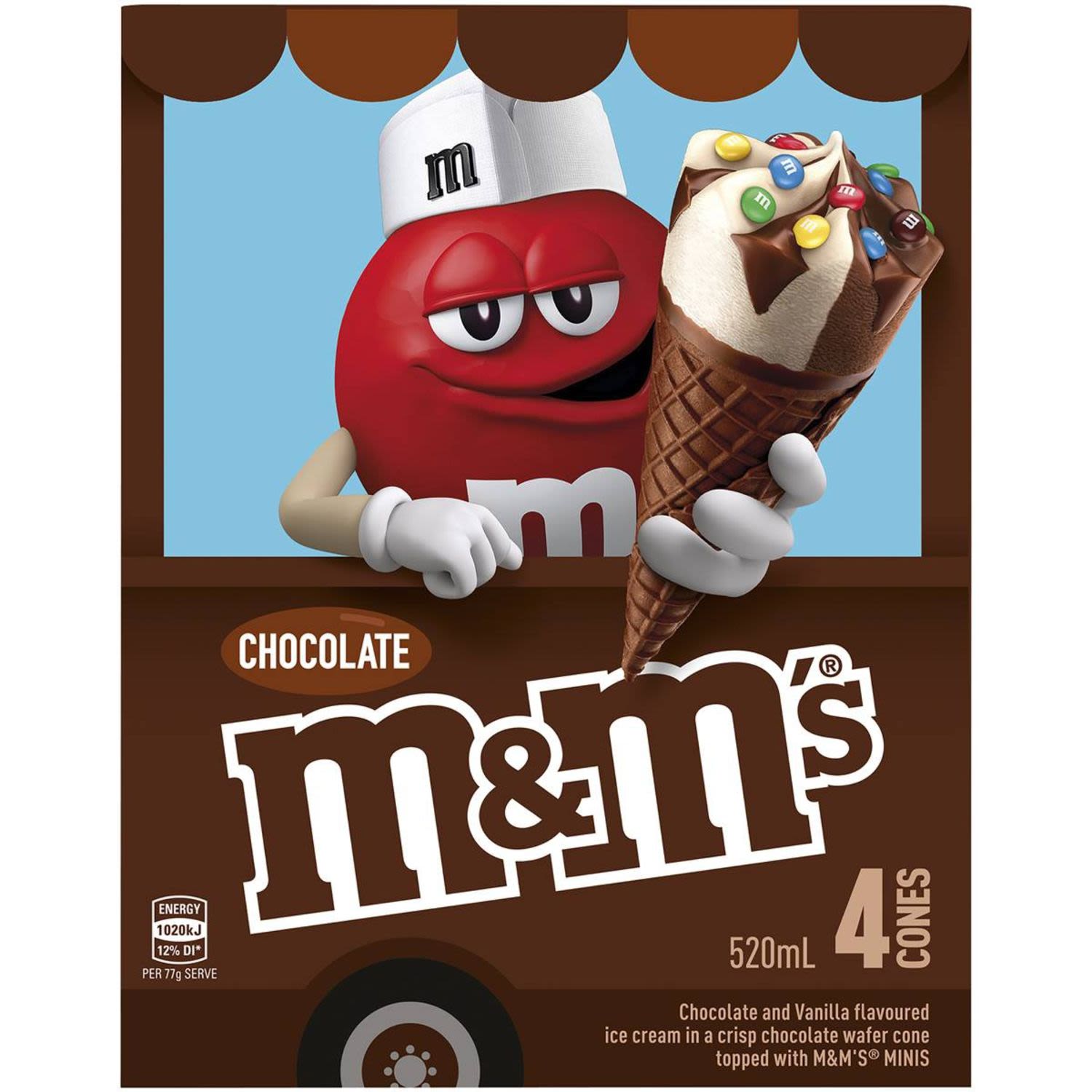 M&M's Chocolate Ice Cream Cones Multipack, 4 Each