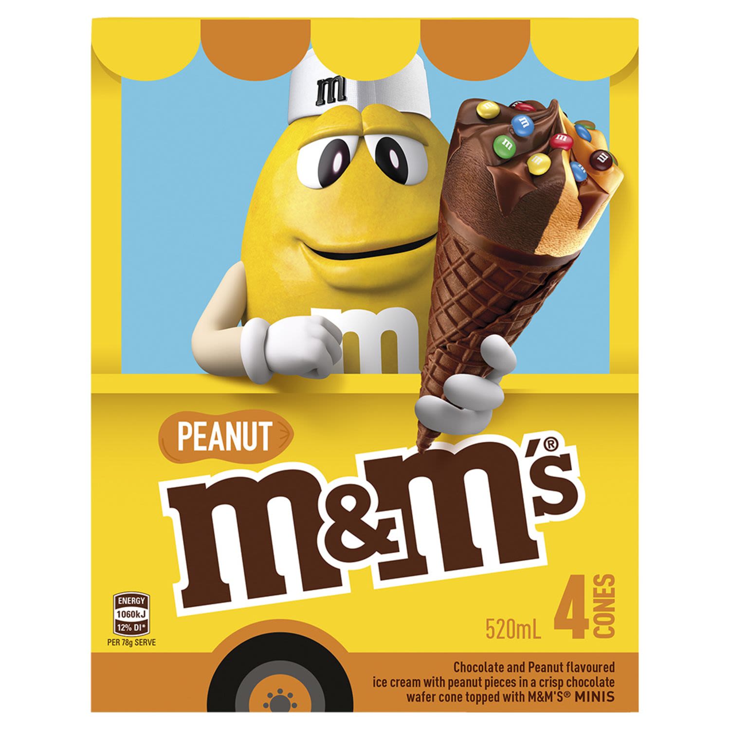 M&M'S Peanut Ice Cream Cone Multipack, 4 Each