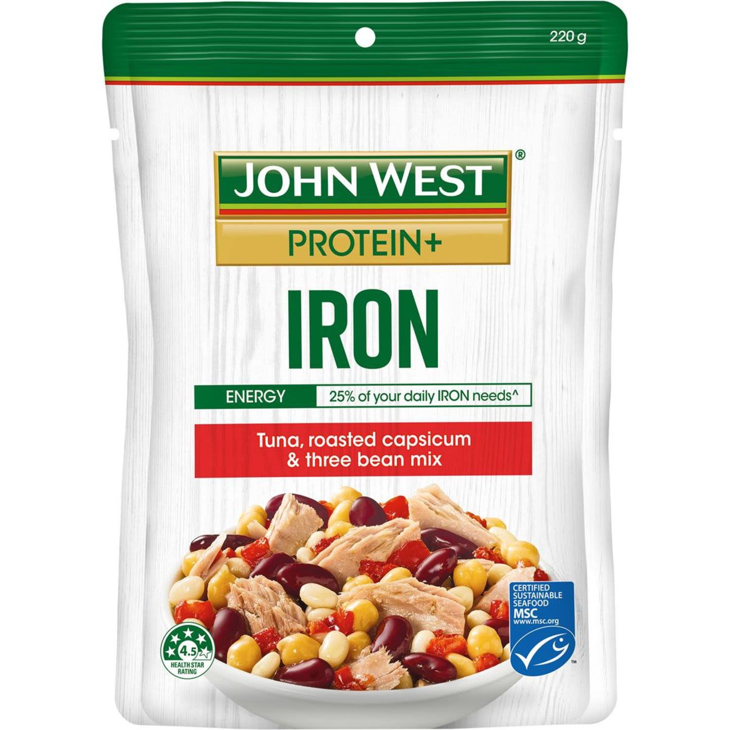 John West Tuna Pouch Protein Plus Iron, 220 Gram