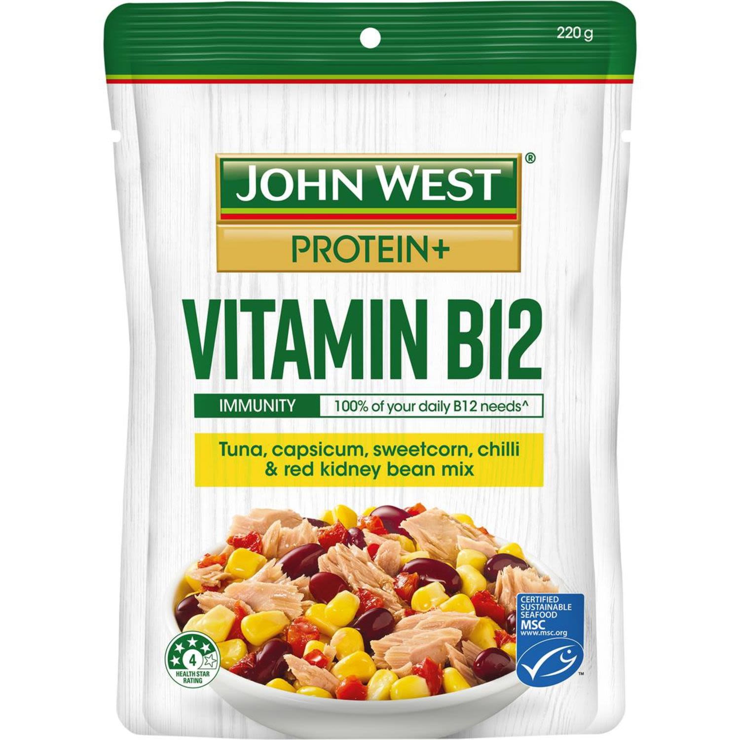 John West Tuna Pouch Protein Plus B12, 220 Gram