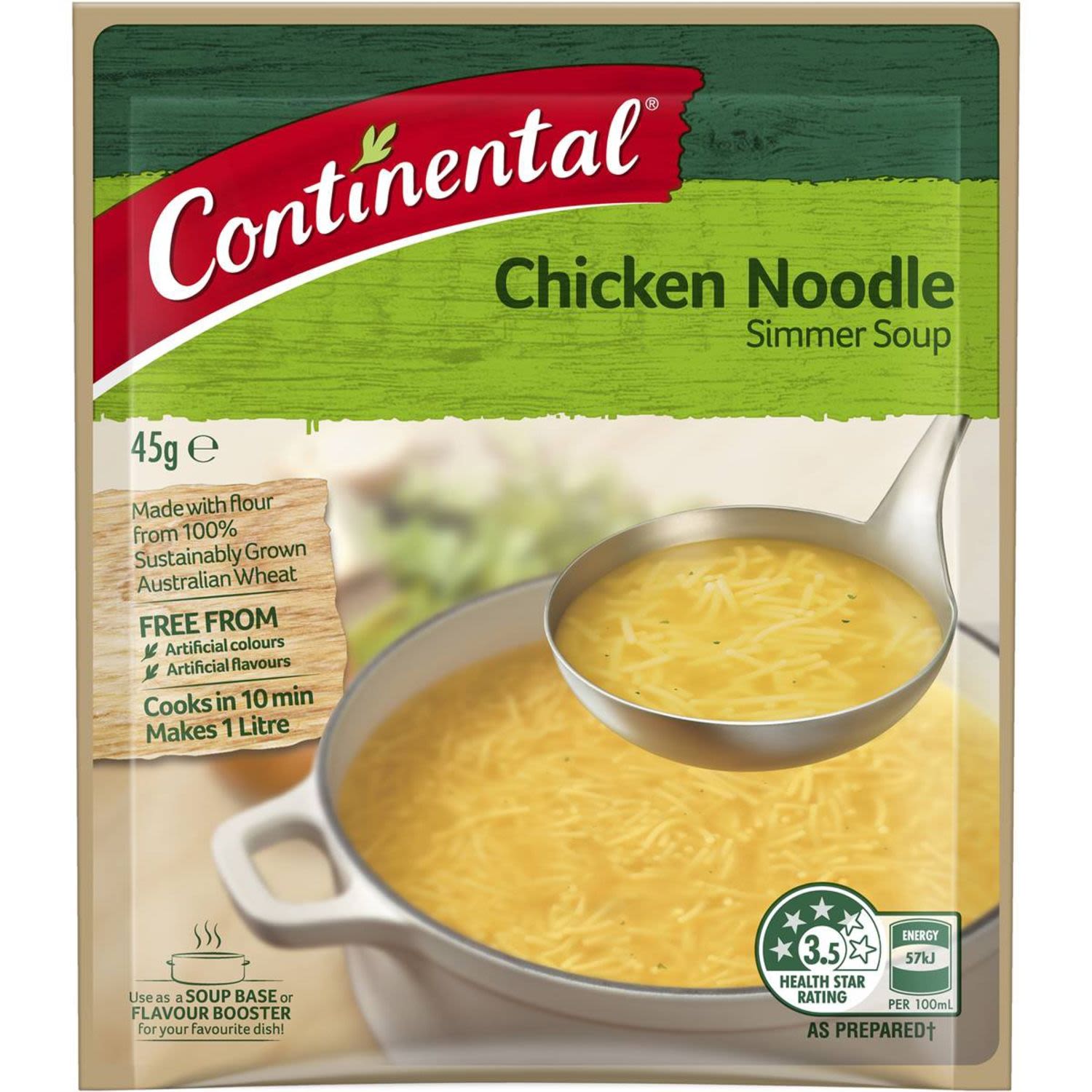 Continental Simmer Soup Chicken Noodle Salt Reduced, 40 Gram