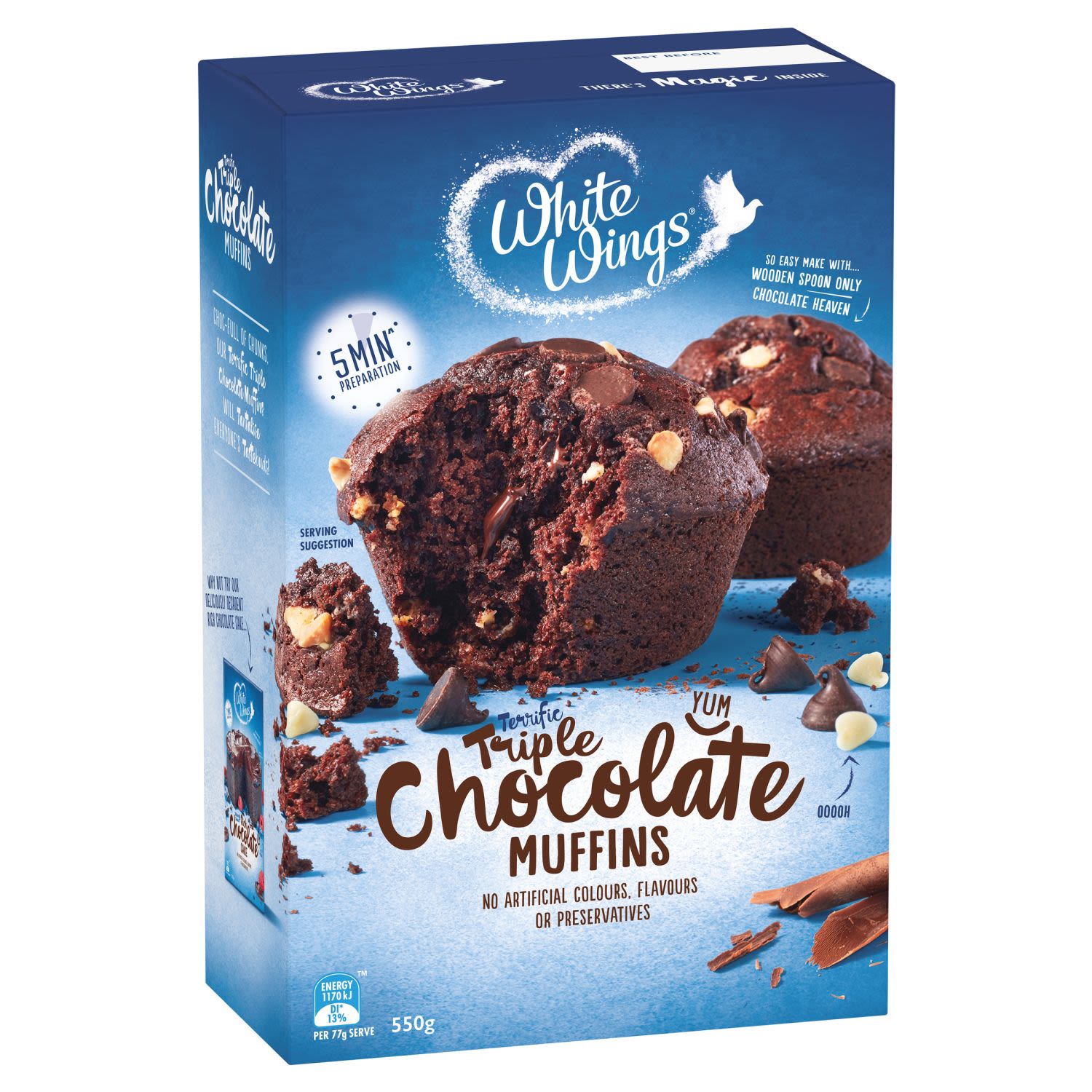 White Wings Muffin Mix Triple Chocolate, 550 Gram