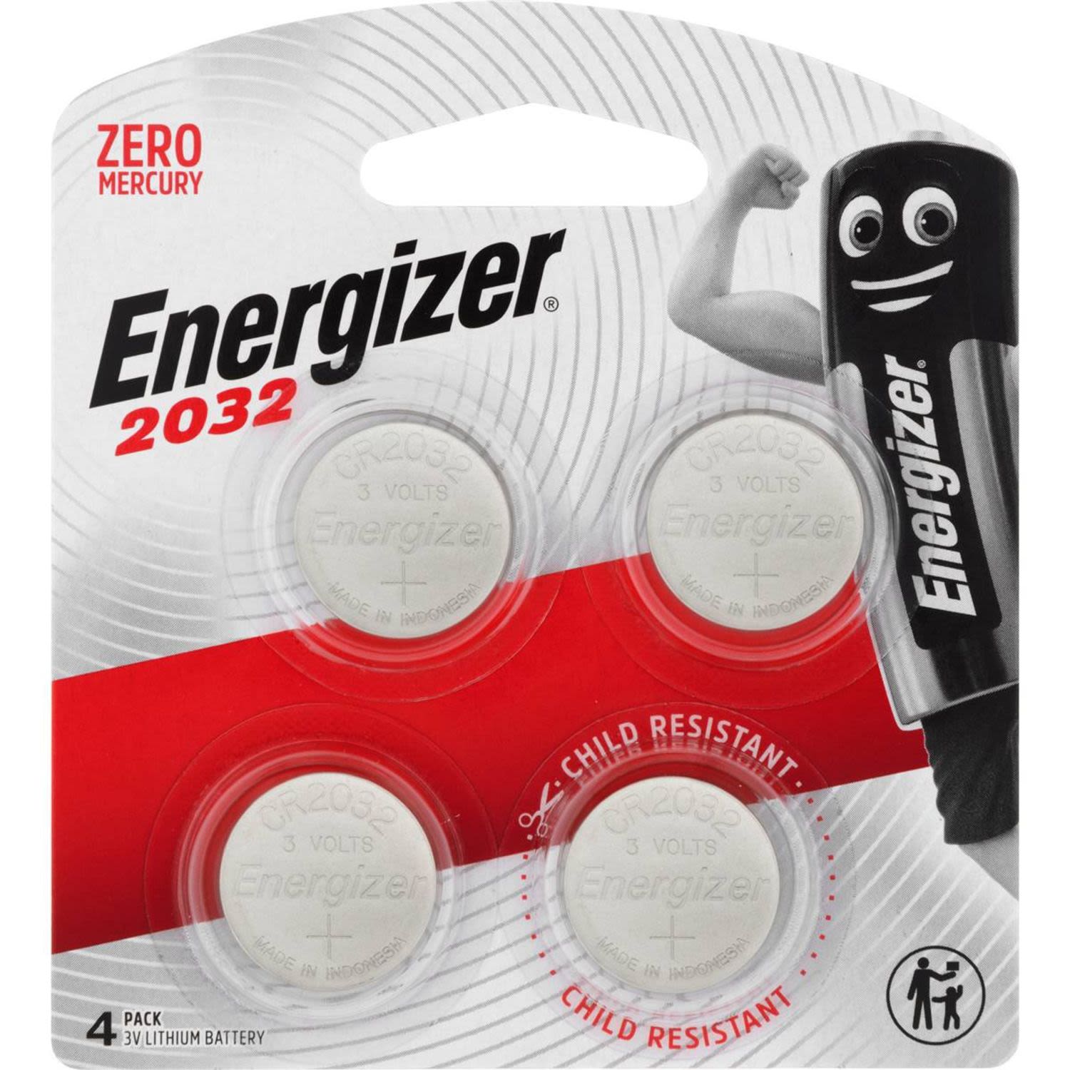 Energizer CR2032 Lithium Battery, 4 Each