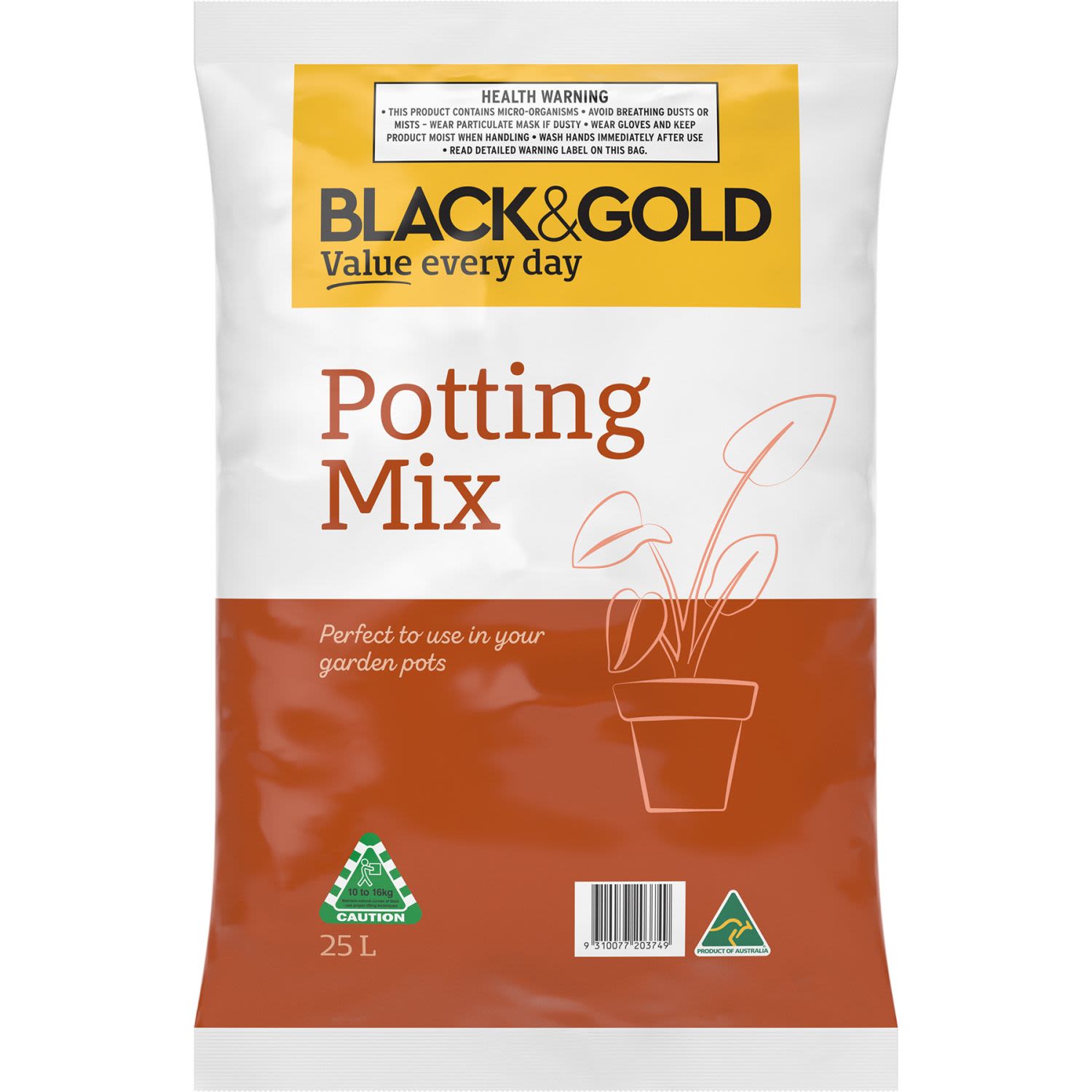 Black & Gold Potting Mix, 25 Litre