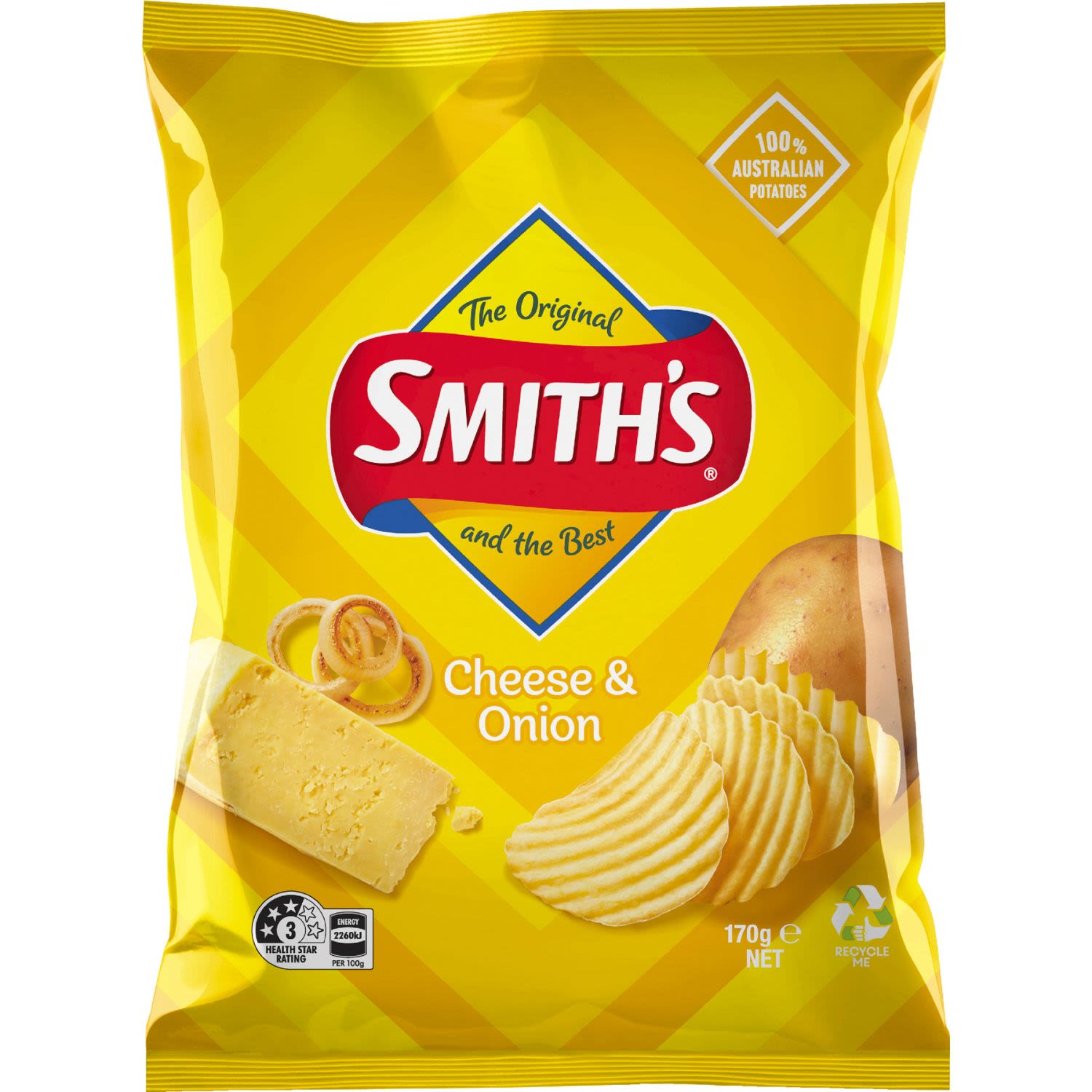 Smith's Crinkle Cut Cheese & Onion Potato Chips, 170 Gram