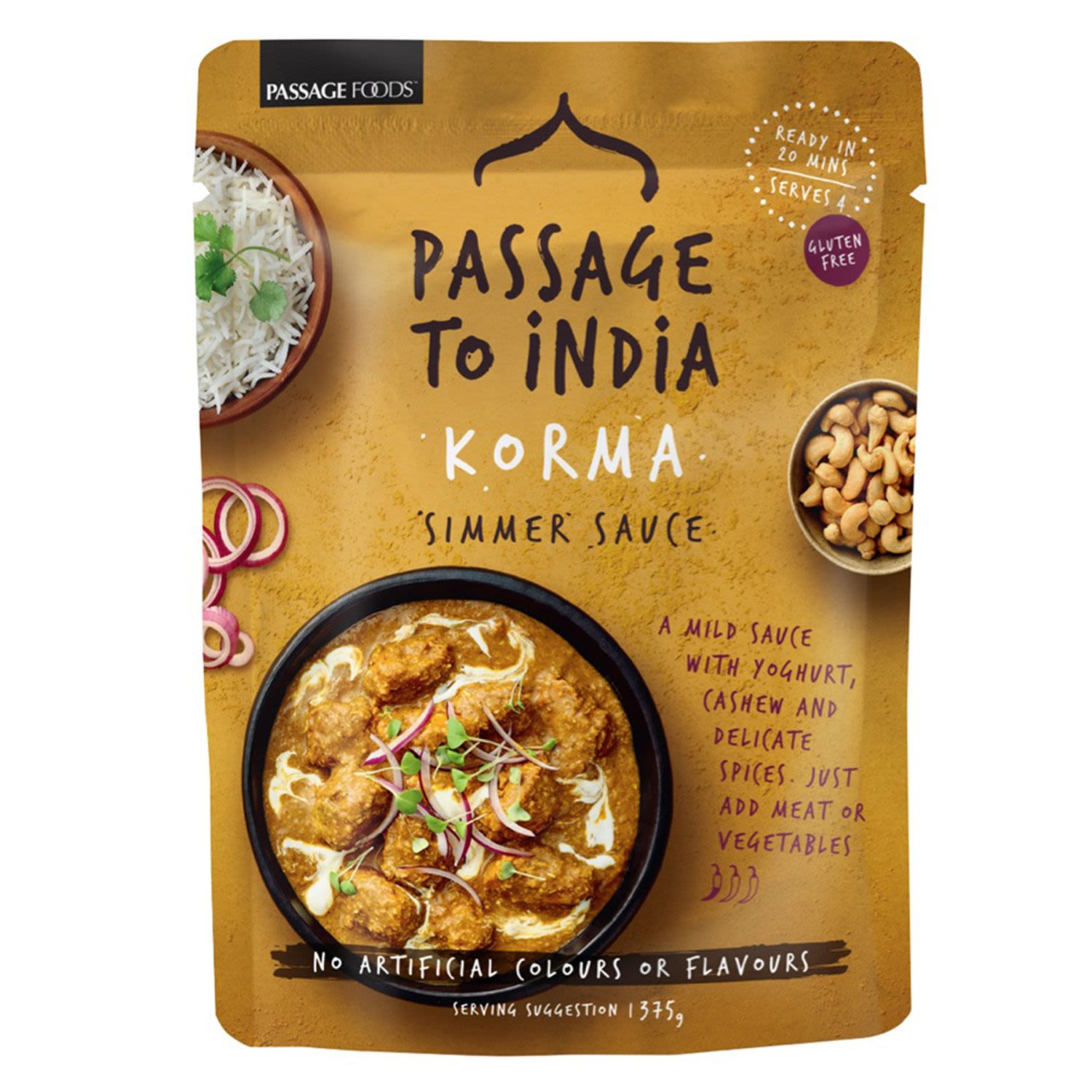 Passage To India Simmer Sauce Curry Korma, 375 Gram