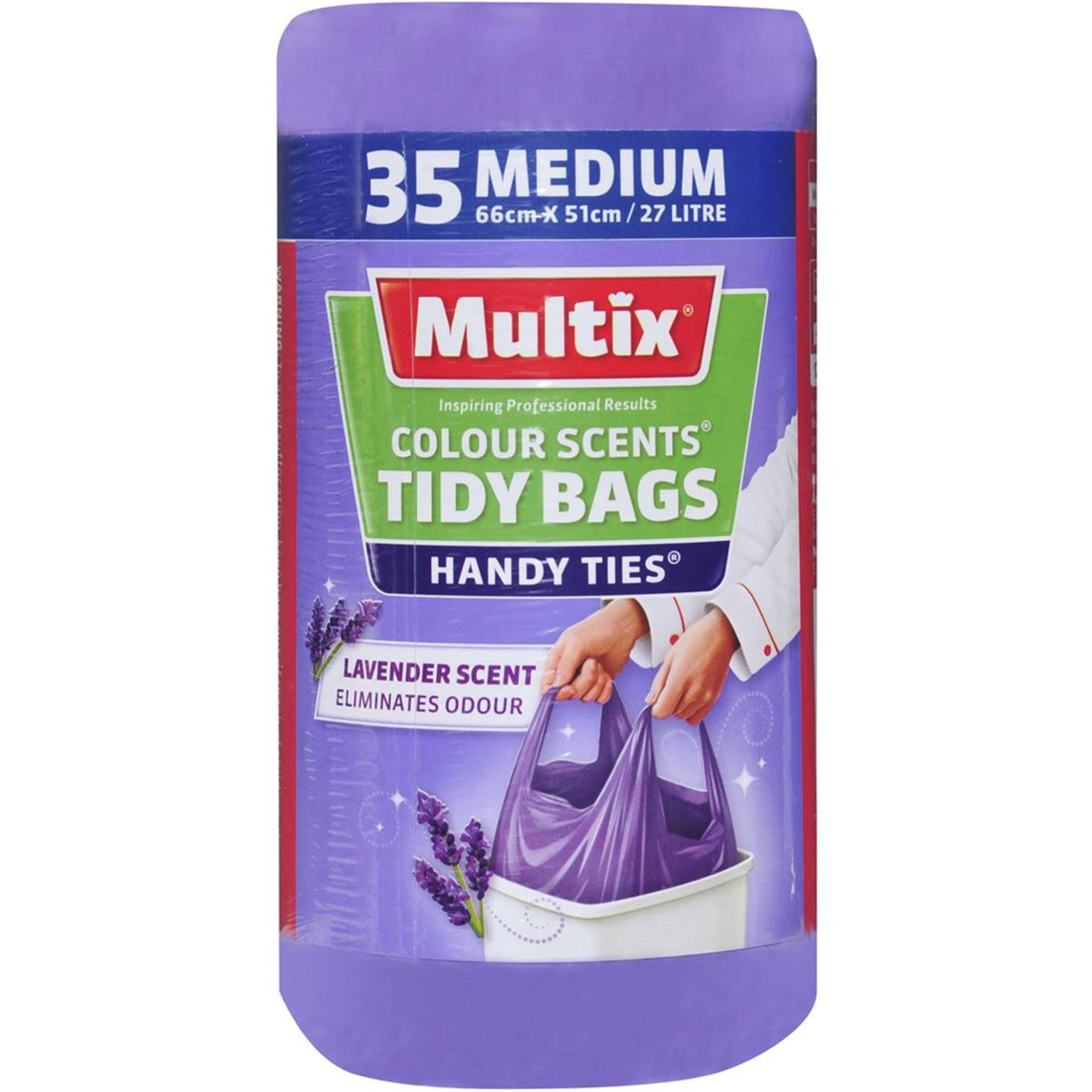 Multix Colour Scents Handy Ties Tidy Bags Medium Lavender Scent, 35 Each
