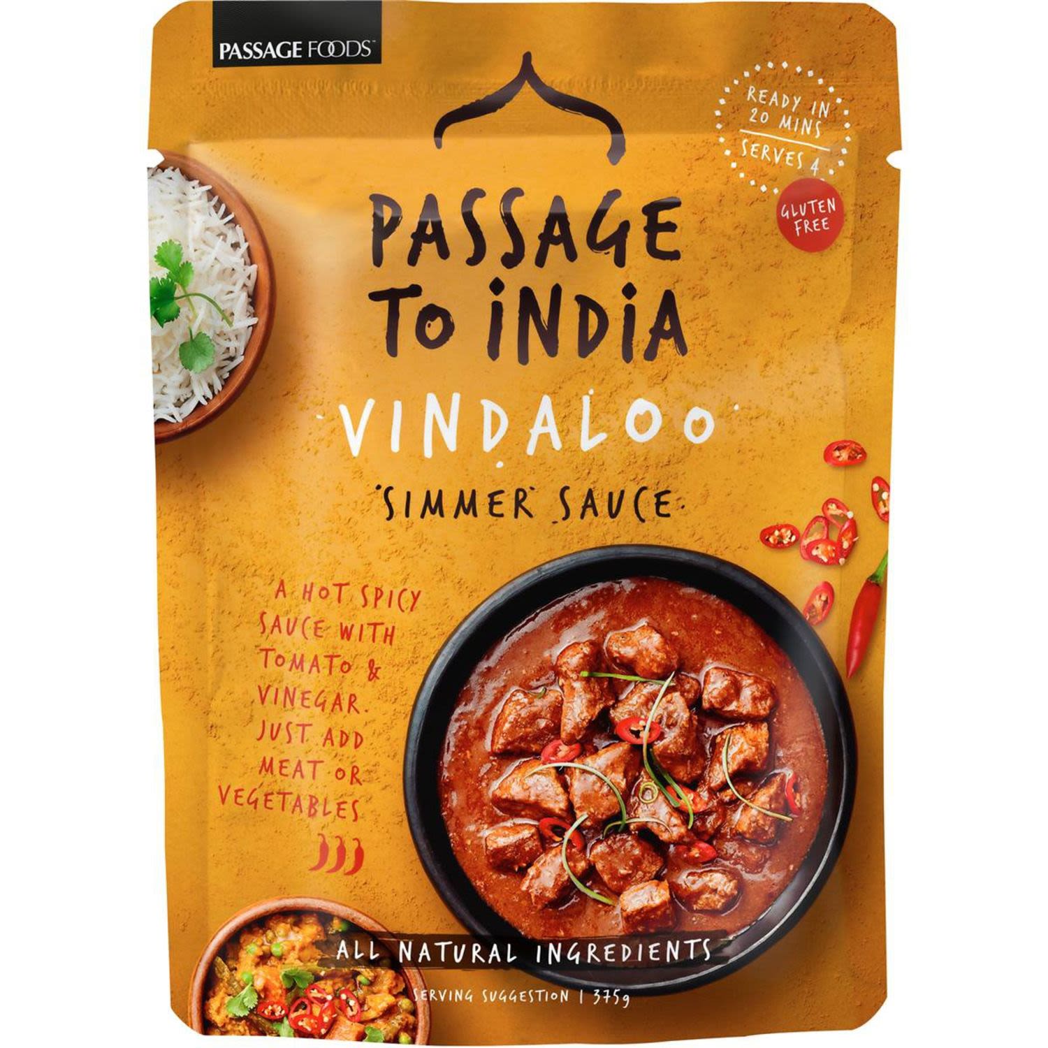 Passage To India Simmer Sauce Vindaloo Hot, 375 Gram